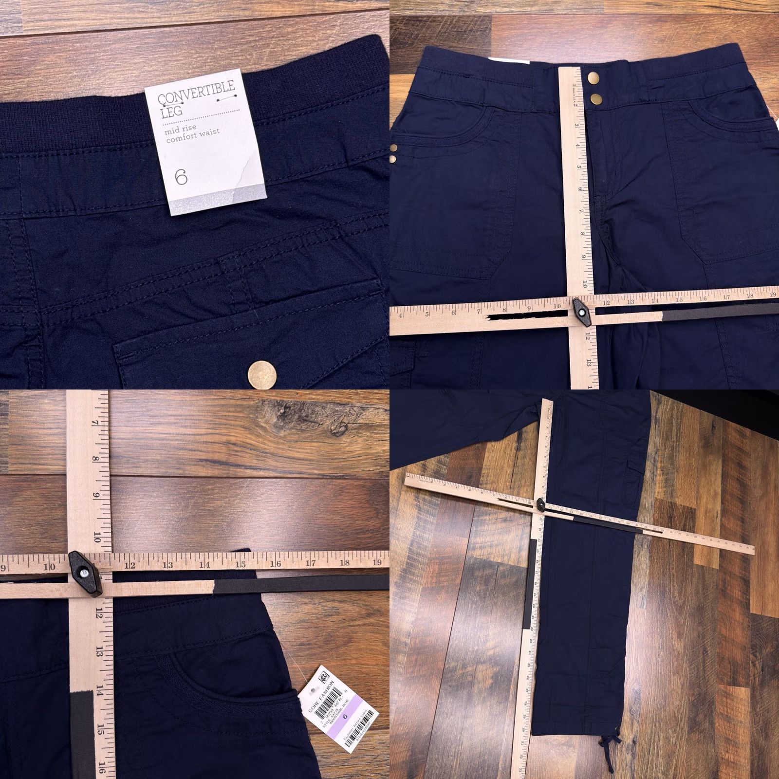 Vintage Style & Co Convertible Leg Pants Womens 6 Navy Mid Rise Comfort Waist New Size 28" / US 6 / IT 42 - 8 Thumbnail