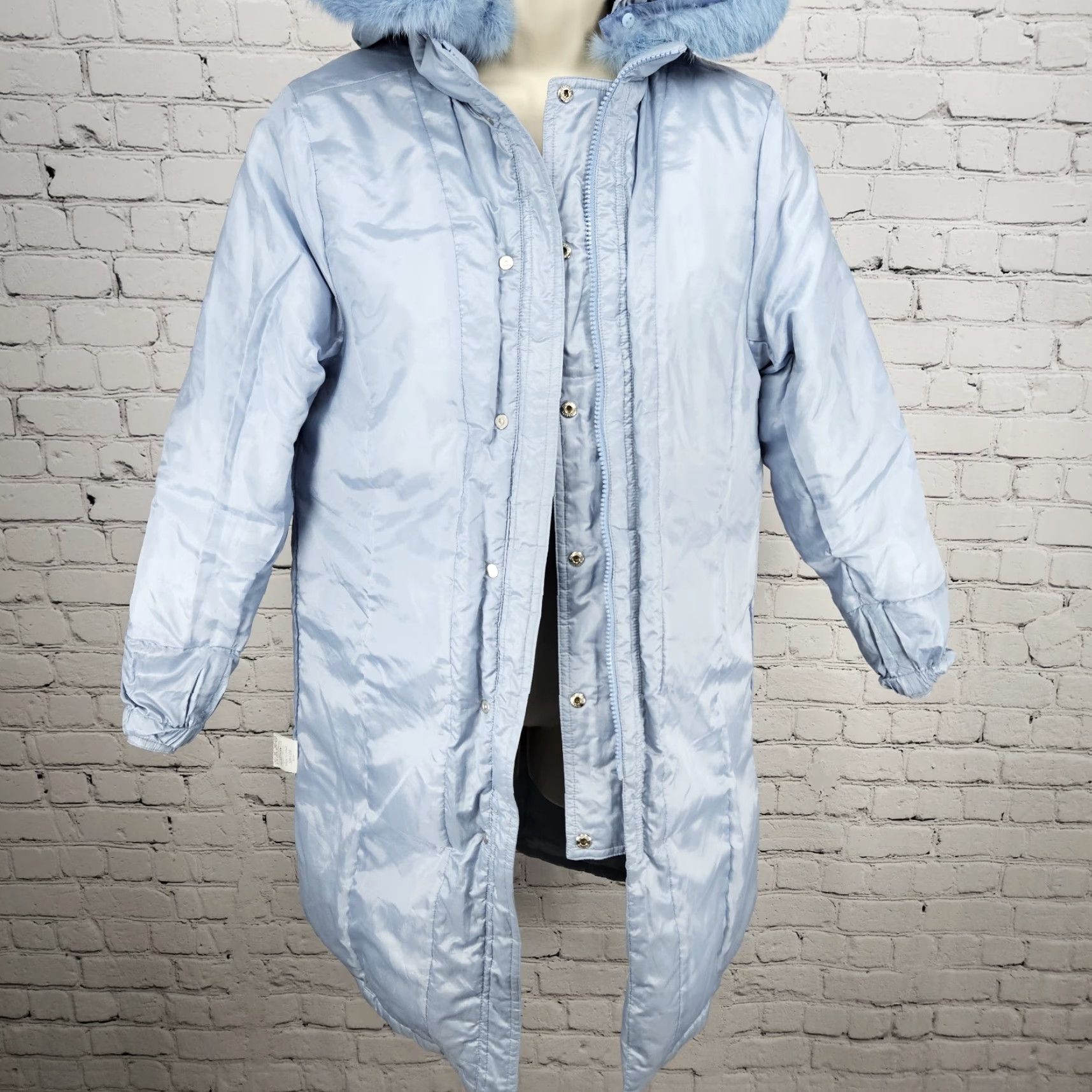 McGregor VTG McGregor Jacket Parka Women's S Blue Fur Trim Hooded Down Puffer Coat Quilt Mid-Length Size S / US 4 / IT 40 - 5 Thumbnail