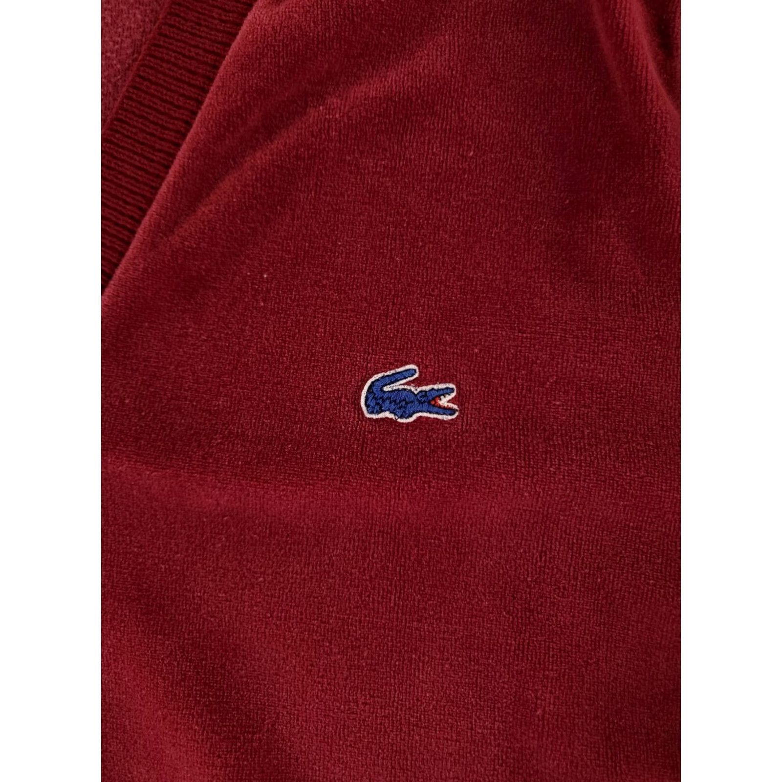 Izod VINTAGE Izod Lacoste Sweater Pullover VTG 60s 70s V Neck Velour Knit Sleeves Plum Mens M Size US M / EU 48-50 / 2 - 4 Thumbnail