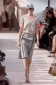 image of Vintage Louis Vuitton 2000 Runway Monogram Canvas Skirt in Grey, Women's (Size 24)