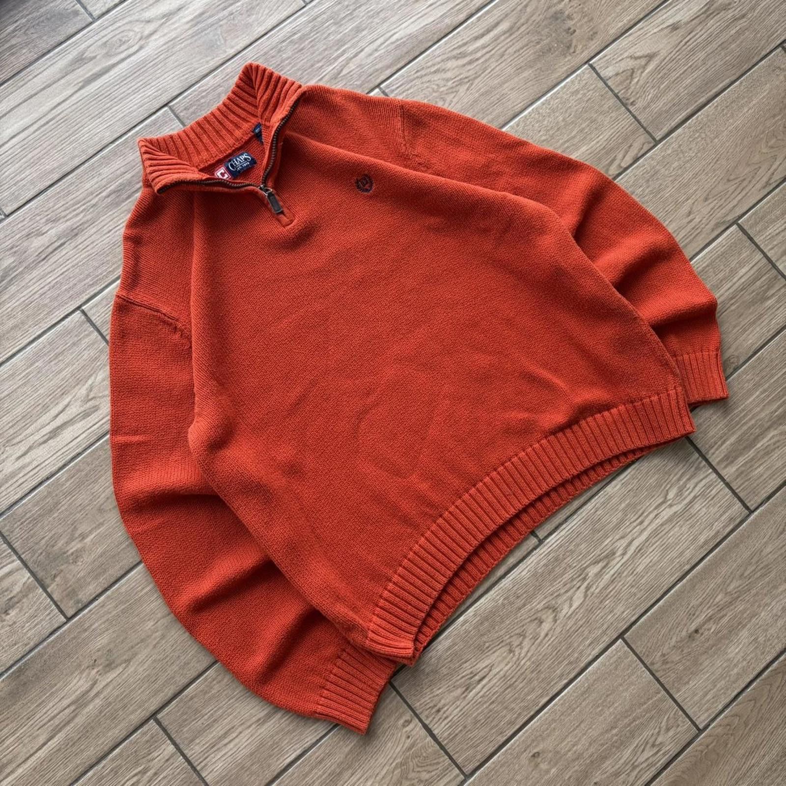 Chaps Vintage Orange Chaps Knit Quarter Zip Sweater Size US XL / EU 56 / 4 - 2 Thumbnail