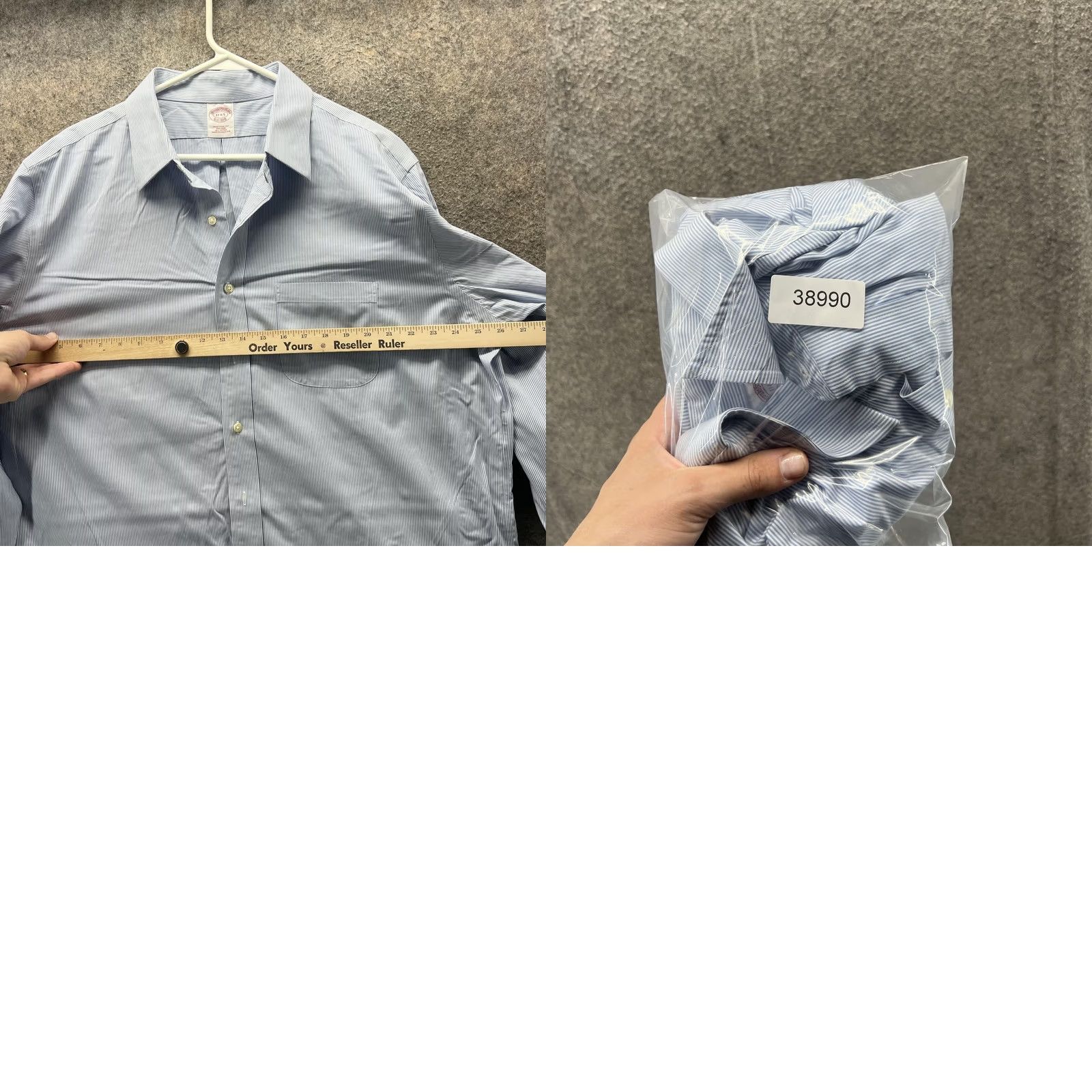 Brooks Brothers Brooks Brothers Dress Shirt Mens 17 4/5 Blue Stripe Classic Fit Non Iron Shirt Size 46R - 8 Thumbnail