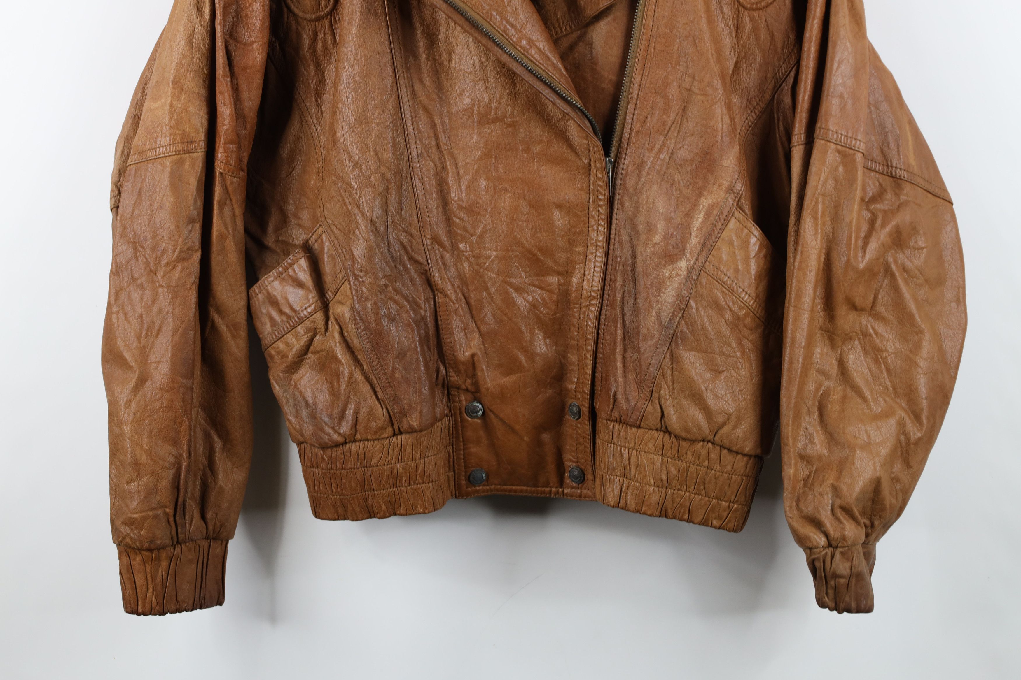 Vintage Vintage 90s Streetwear Lined Leather Bomber Jacket Size M / US 6-8 / IT 42-44 - 3 Thumbnail