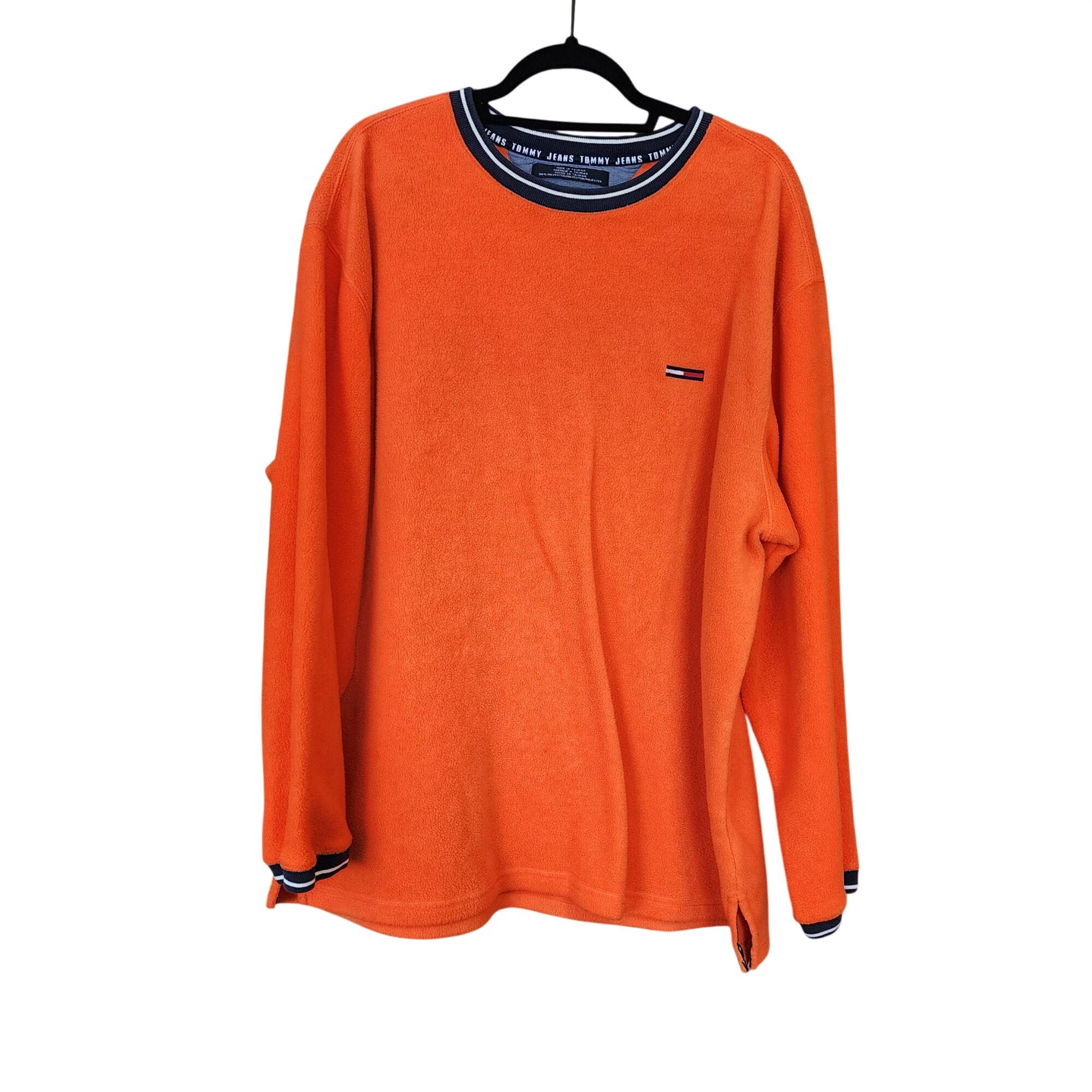 Tommy Hilfiger Tommy Hilfiger men's long-sleeve orange fleece crewneck swea Size US L / EU 52-54 / 3 - 1 Thumbnail