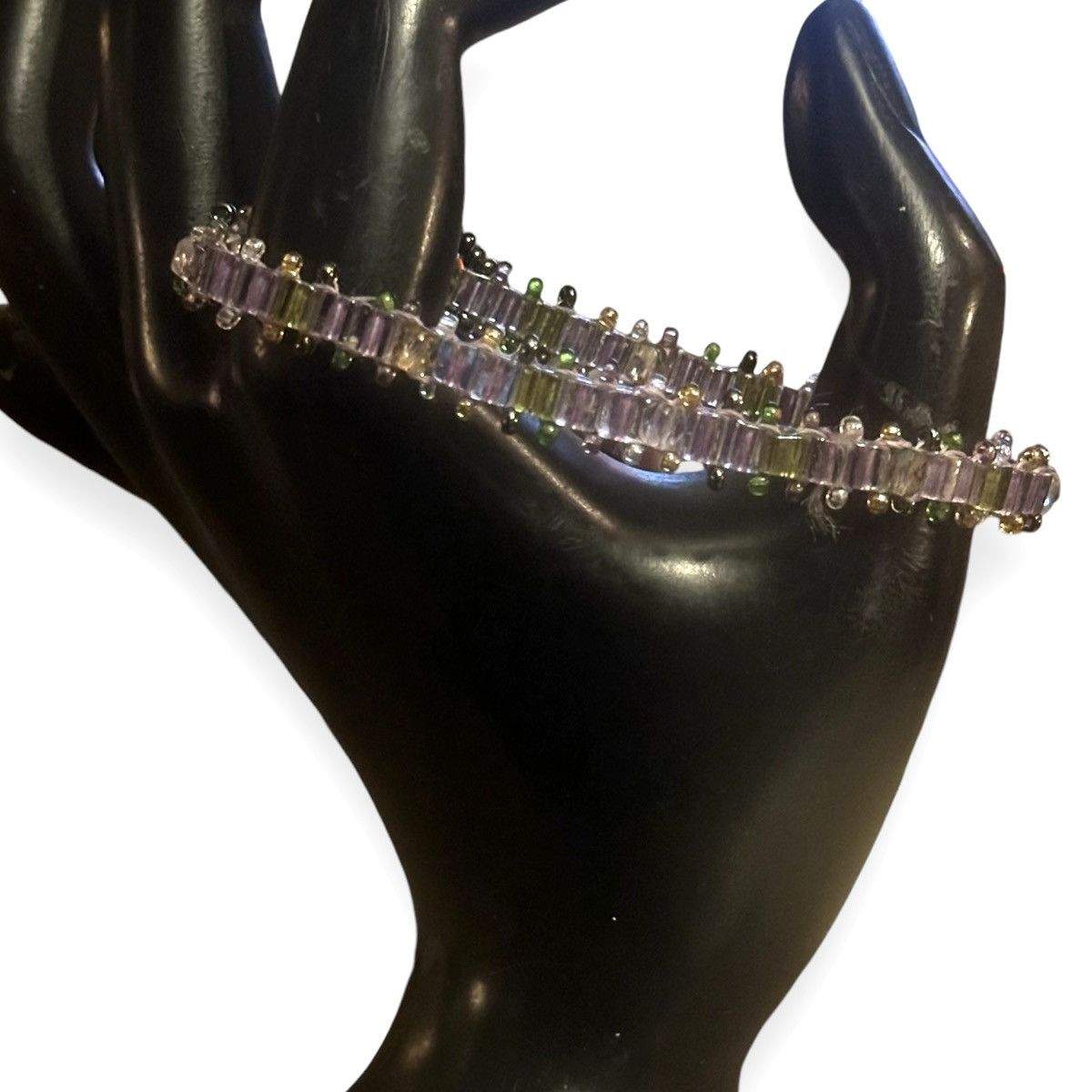 Vintage Vintage purple and green rectangular crystal bracelet Size ONE SIZE - 2 Thumbnail