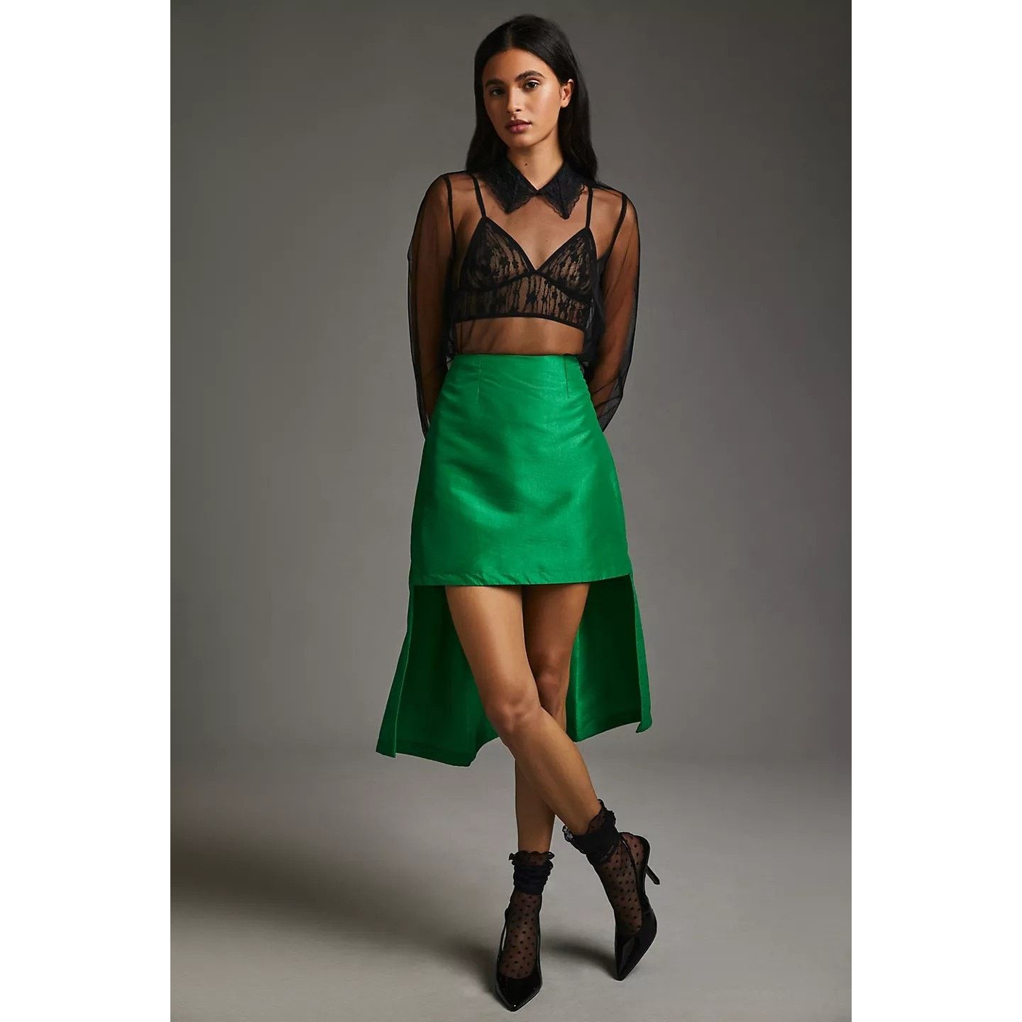 Anthropologie New Anthropologie Maeve Asymmetrical Sateen Skirt $148 Gr Size 26" / US 2 / IT 38 - 1 Thumbnail