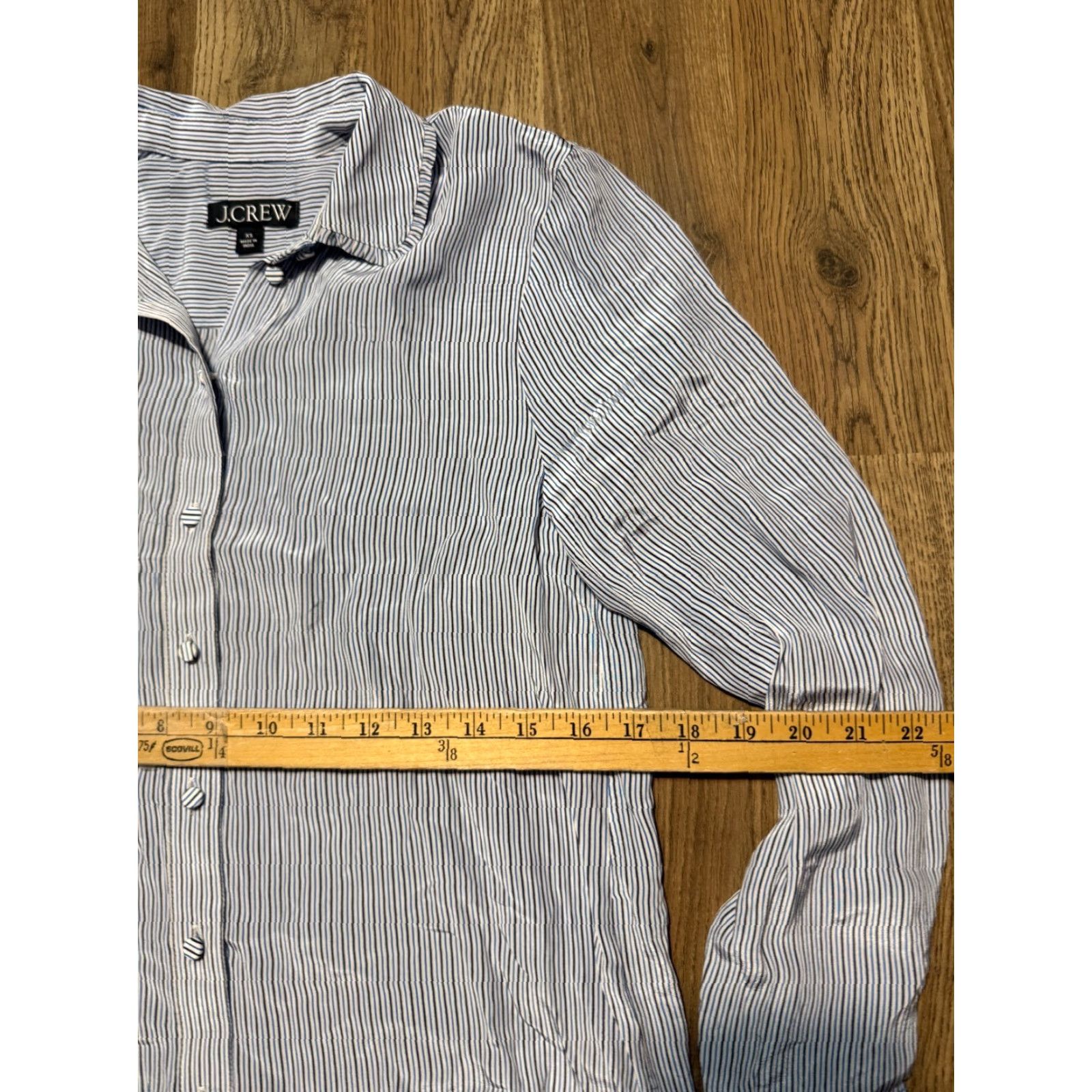 J.Crew J.CREW Shirt Womens XS Black White Blue Striped Long Sleeve Button-Up Shirt Size XS / US 0-2 / IT 36-38 - 6 Thumbnail