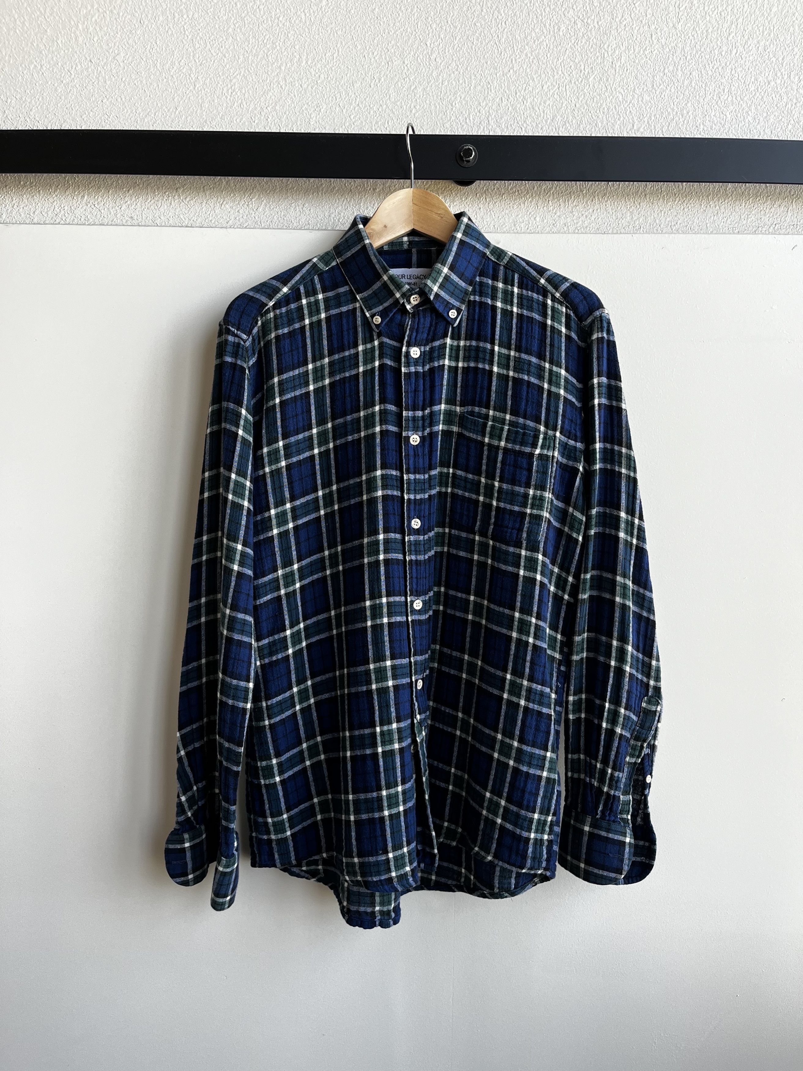 image of Our Legacy 1980-81 Flannel in Blue Green, Men's (Size Large)