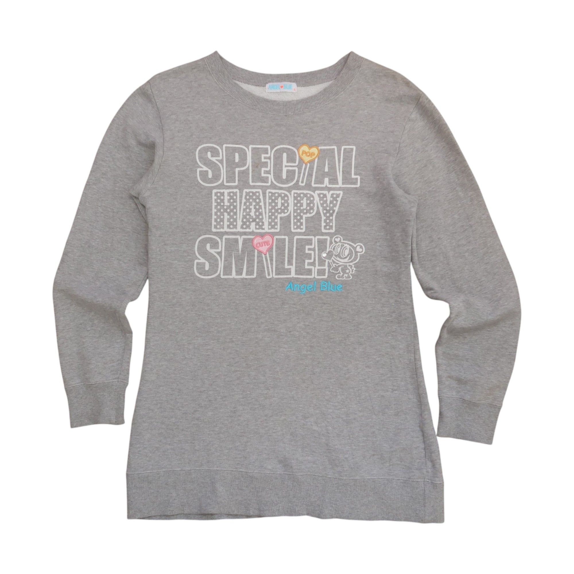 Pre-owned Japanese Brand 1990s Angel Blue Special Happy Smile Sweatshirt In Gray