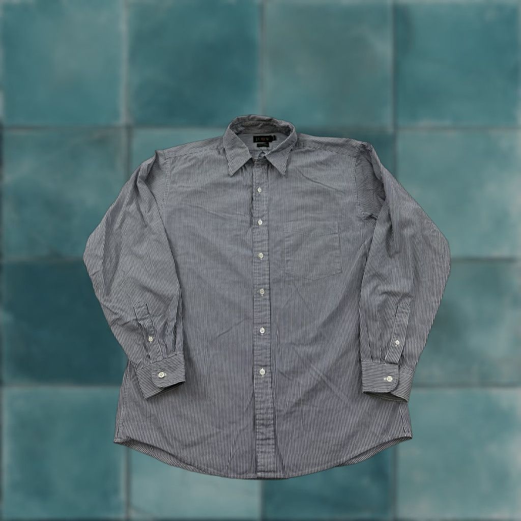 J.Crew J.Crew Shirt Mens 15.5-34 White Blue Striped Long Sleeve Button-Up Size US L / EU 52-54 / 3 - 1 Thumbnail