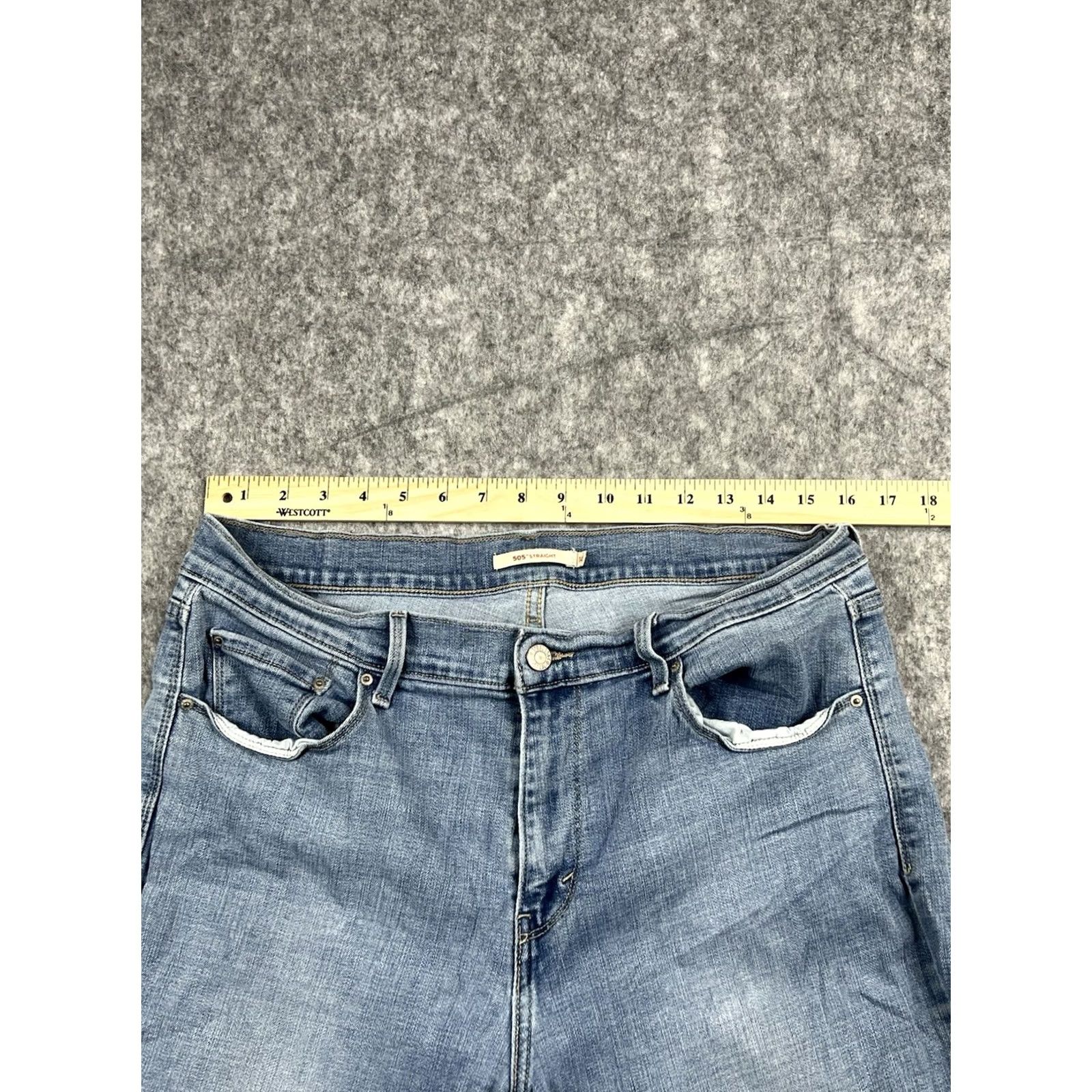 Levi's Levi's 505 Straight Fit Women's Jeans Blue Stretch Medium Wash Denim Size 14 Size 36" / US 14 / IT 50 - 3 Thumbnail