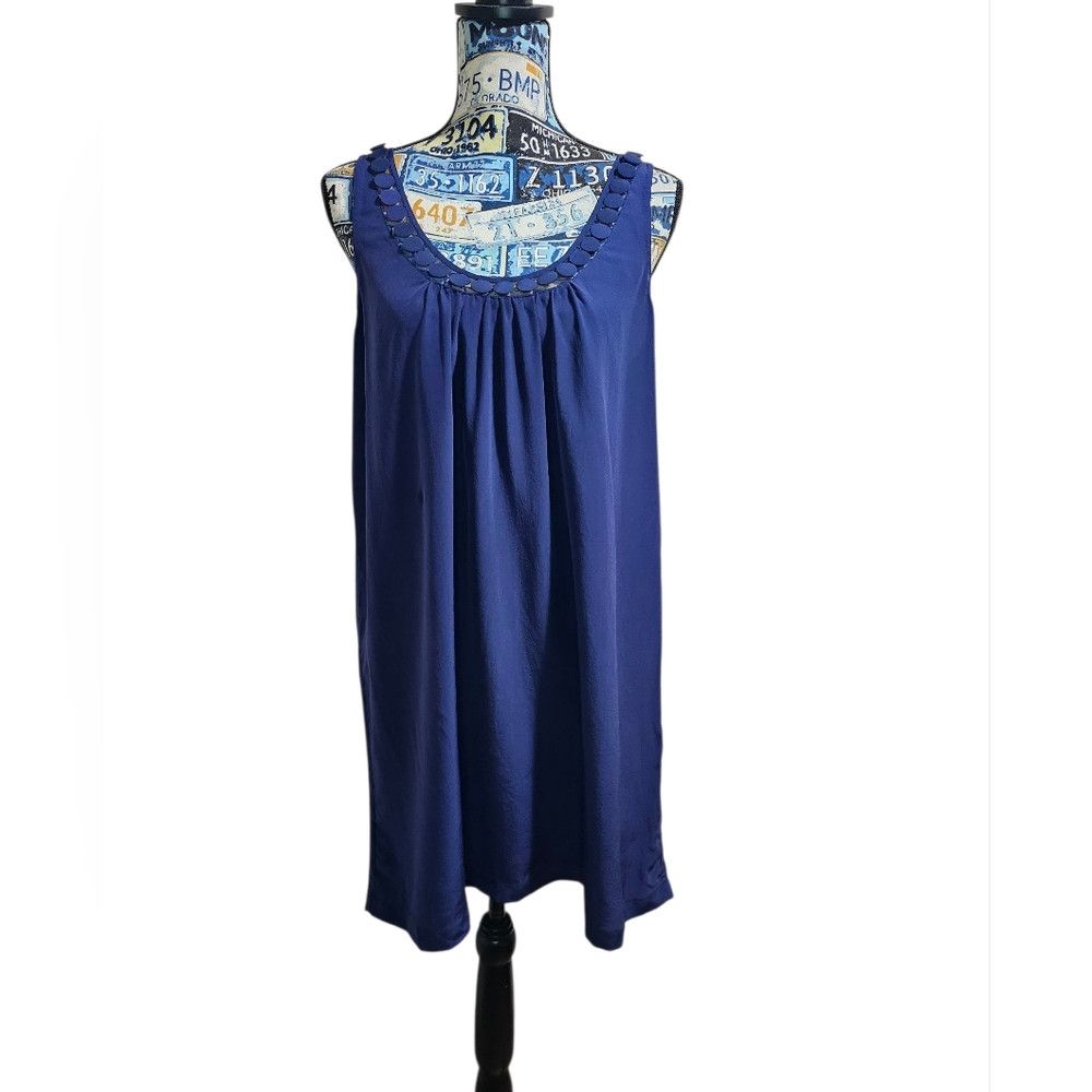 Joie New Joie Navy Blue Sheath Dress Small Silk Polka Dot Size S / US 4 / IT 40 - 1 Thumbnail