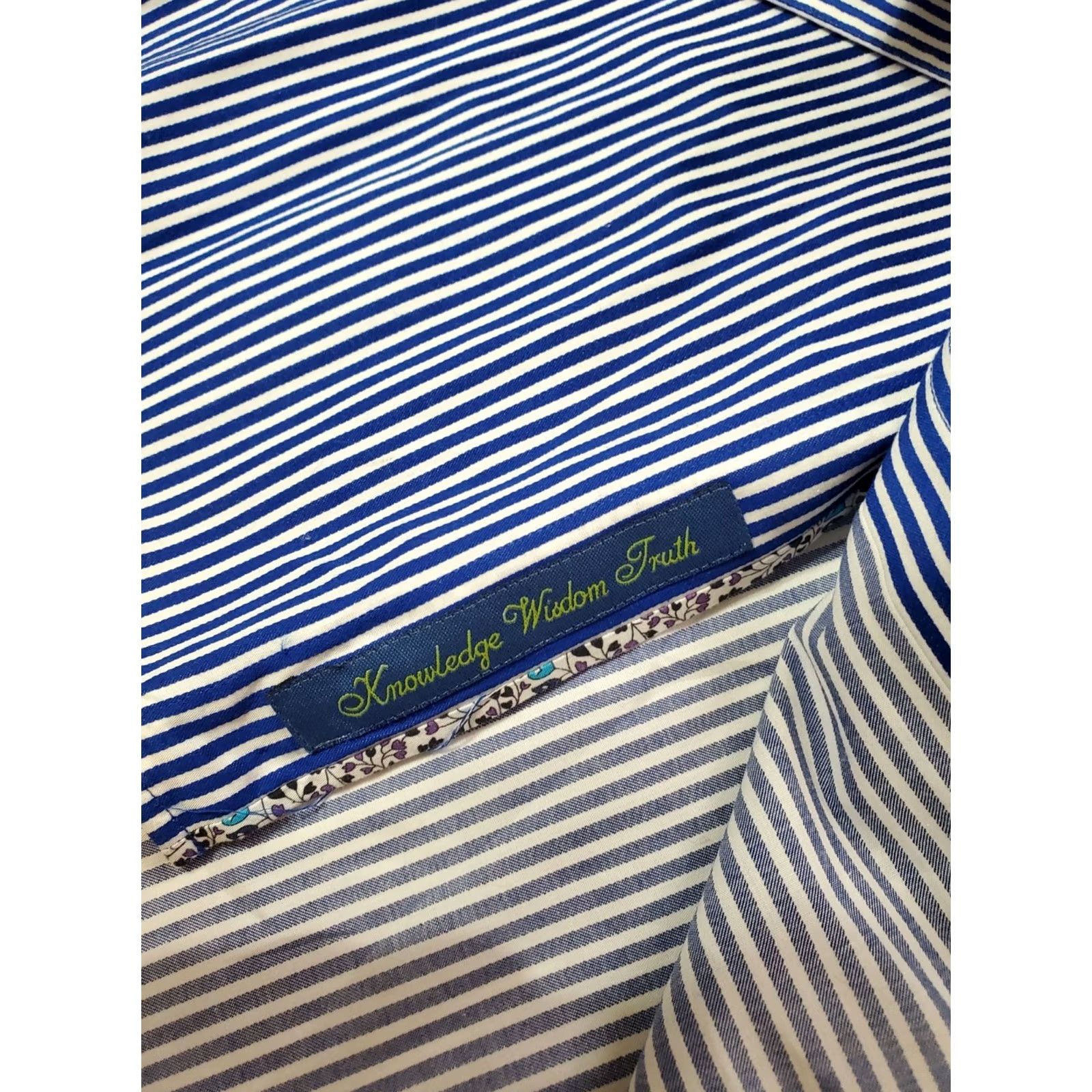 Robert Graham Robert Graham Shirt Men's L Tailored Fit Modern Americana Blue White Striped Button-Up Size US L / EU 52-54 / 3 - 3 Thumbnail