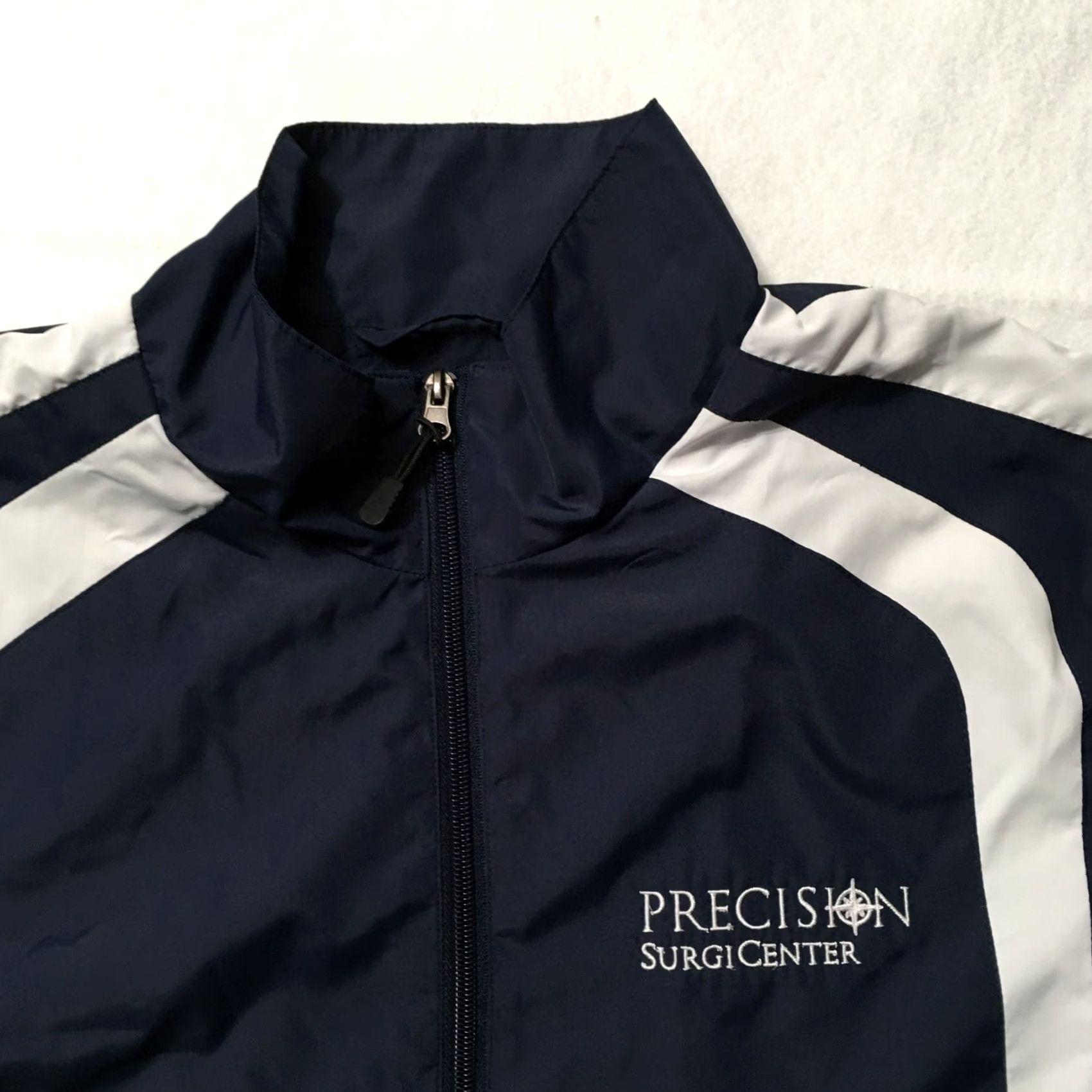 Vintage Navy blue Mens Sport-Tek Jacket Windbreaker Logo Stripe Hoodie Shirt? Size US L / EU 52-54 / 3 - 2 Thumbnail