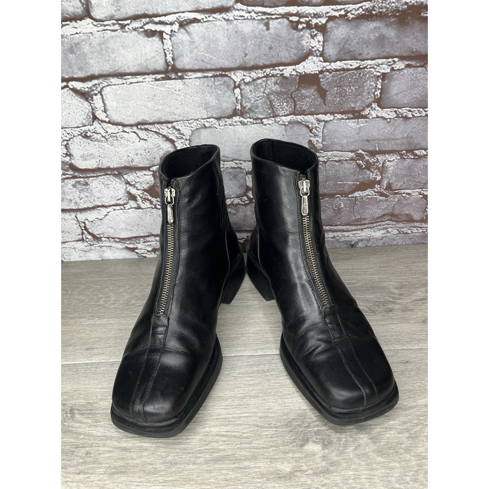 Aquatalia Aquatalia Italy Black Leather Center Zip Ankle Heel Boots Wo Size US 8 / IT 38 - 2 Thumbnail