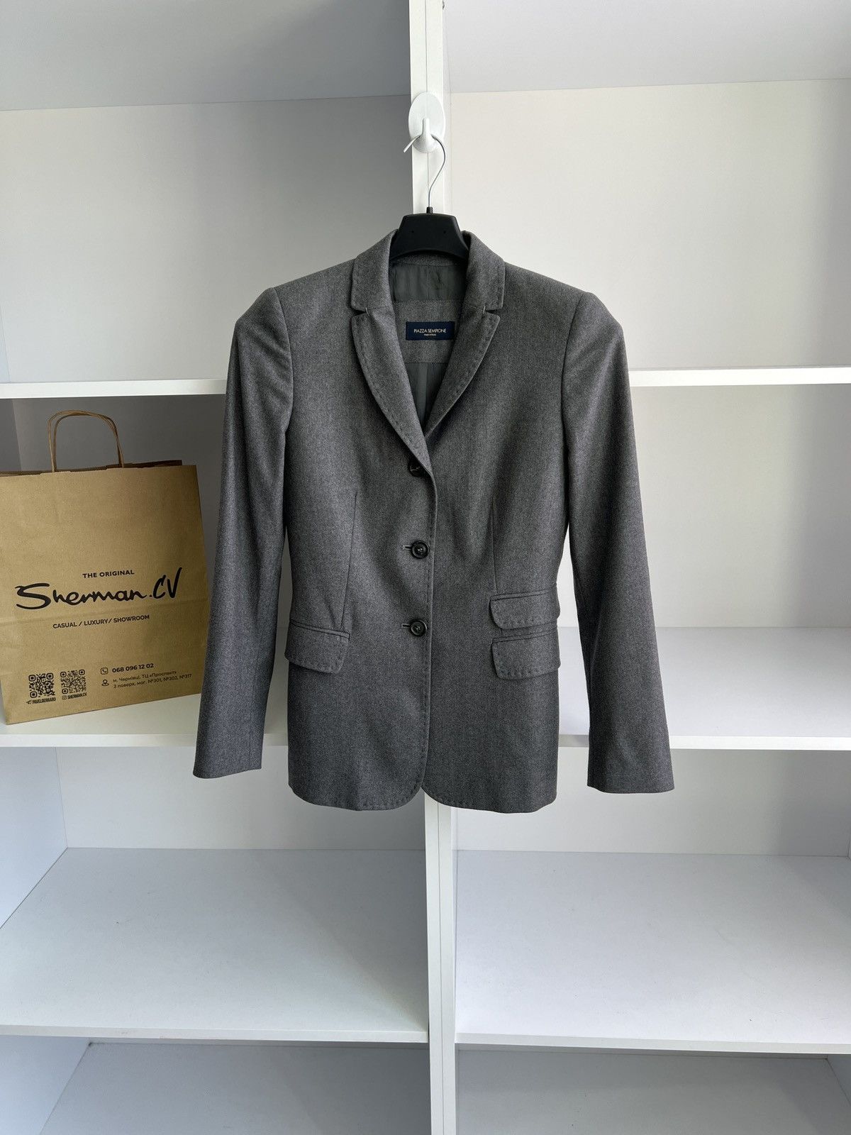 Designer × Piazza Sempione × Vintage Vintage Piazza Sempione Women's Gray Blazer Size S / US 4 / IT 40 - 1 Thumbnail