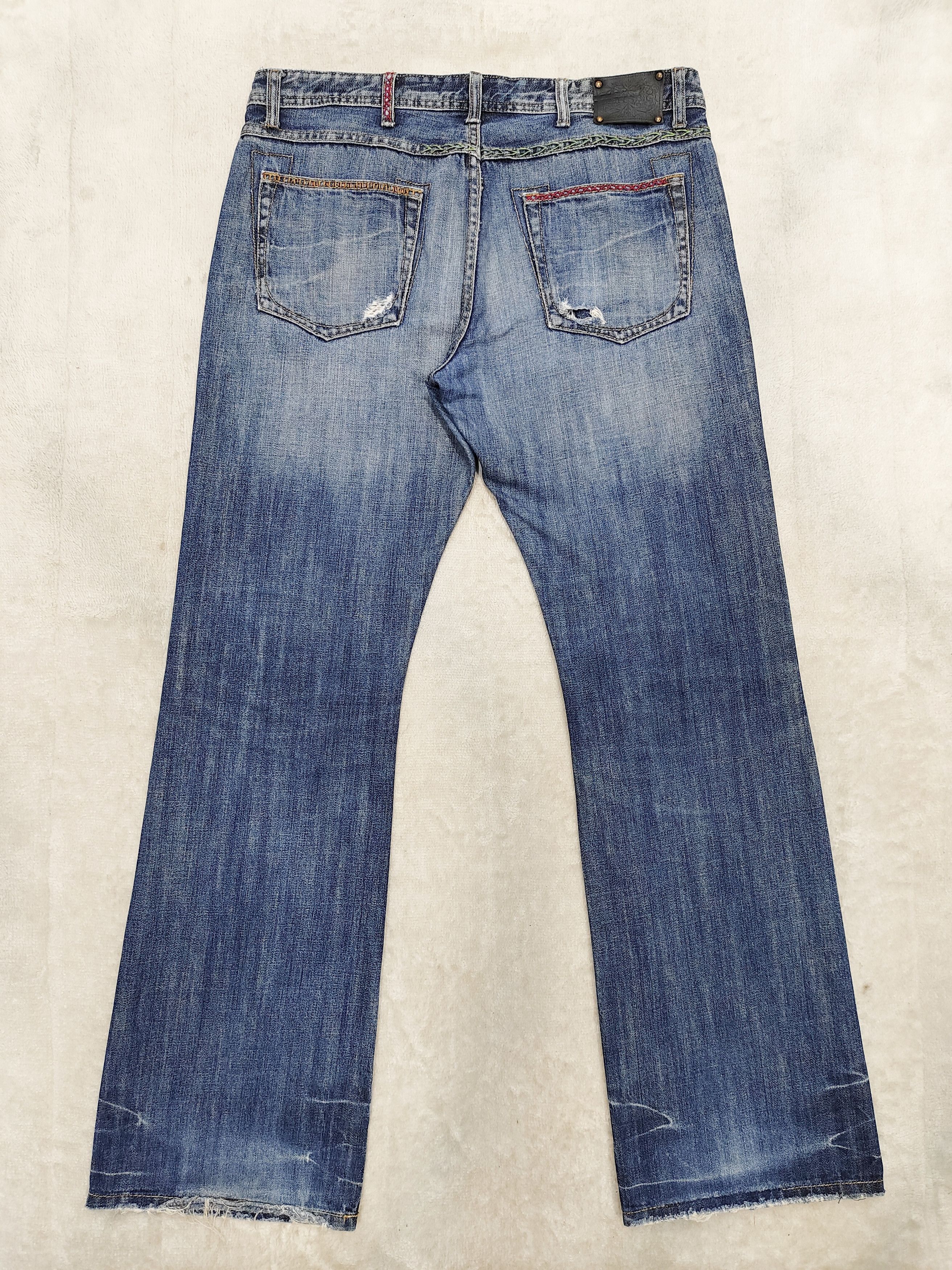 Japanese Brand 00s Mens Bigi- Sashiko Hand Stitch Raw Faded Distress Jeans Size US 34 / EU 50 - 4 Thumbnail