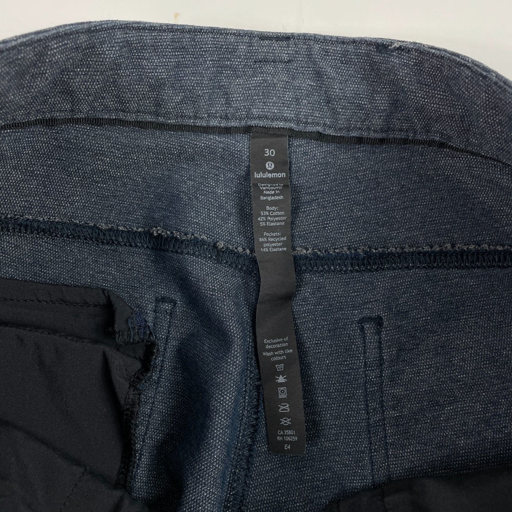 Lululemon Lululemon Pants Mens 30 x 32 Blue ABC Tech Canvas Chino Slim Straight Size US 30 / EU 46 - 6 Thumbnail
