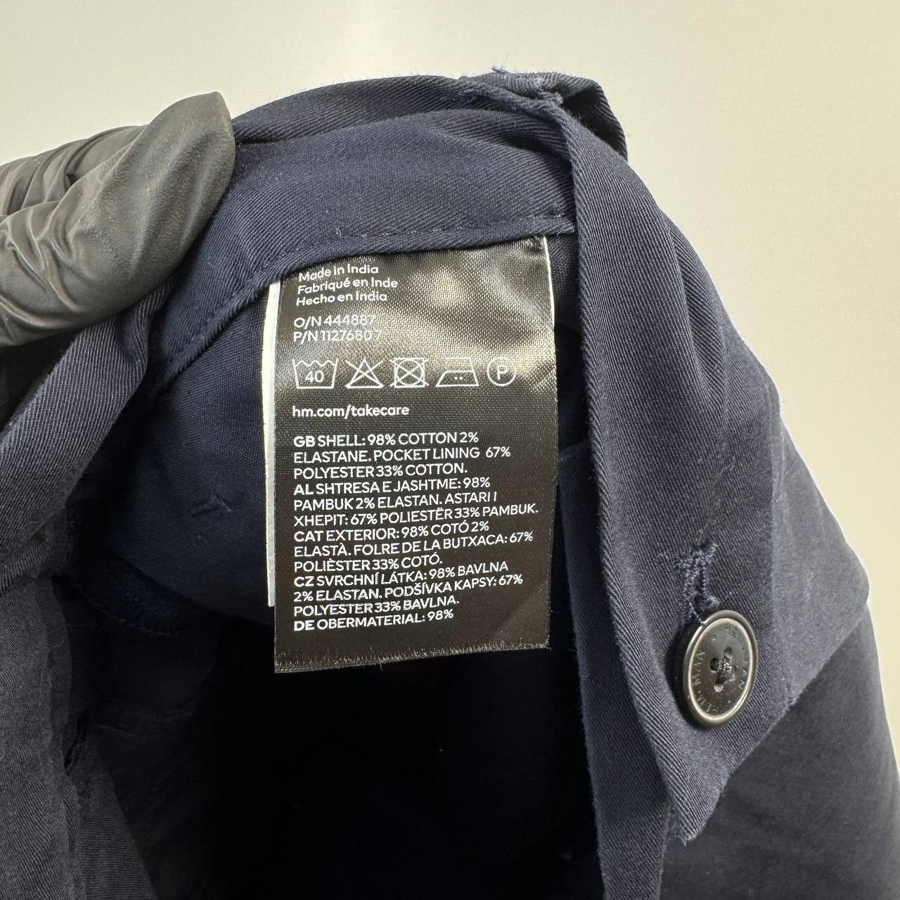 H&M H&M Chino Trousers Navy Blue Regular Fit Mens Size L (W34) Size US 36 / EU 52 - 7 Thumbnail