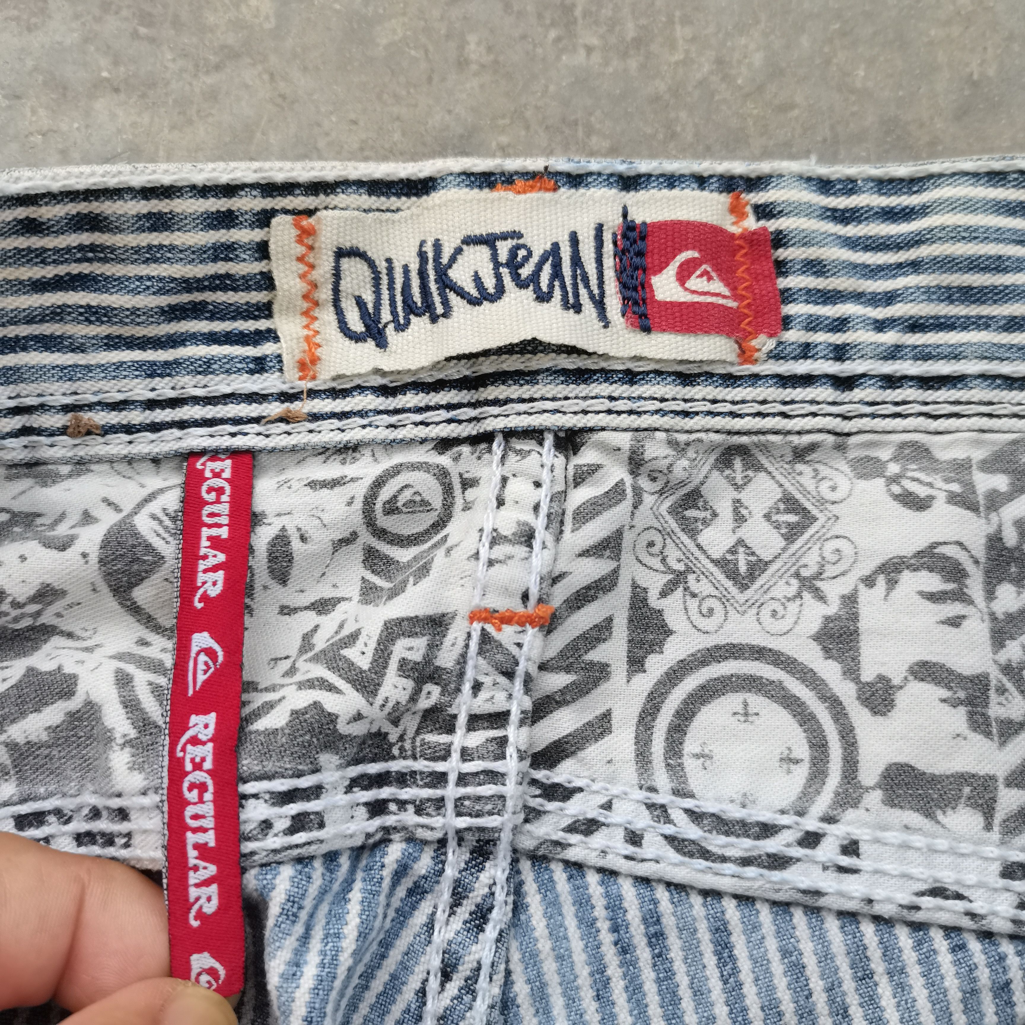 Quiksilver × Vintage Vintage QUIKSILVER Hickory Stripes Distress Faded Denim Size US 31 - 15 Thumbnail
