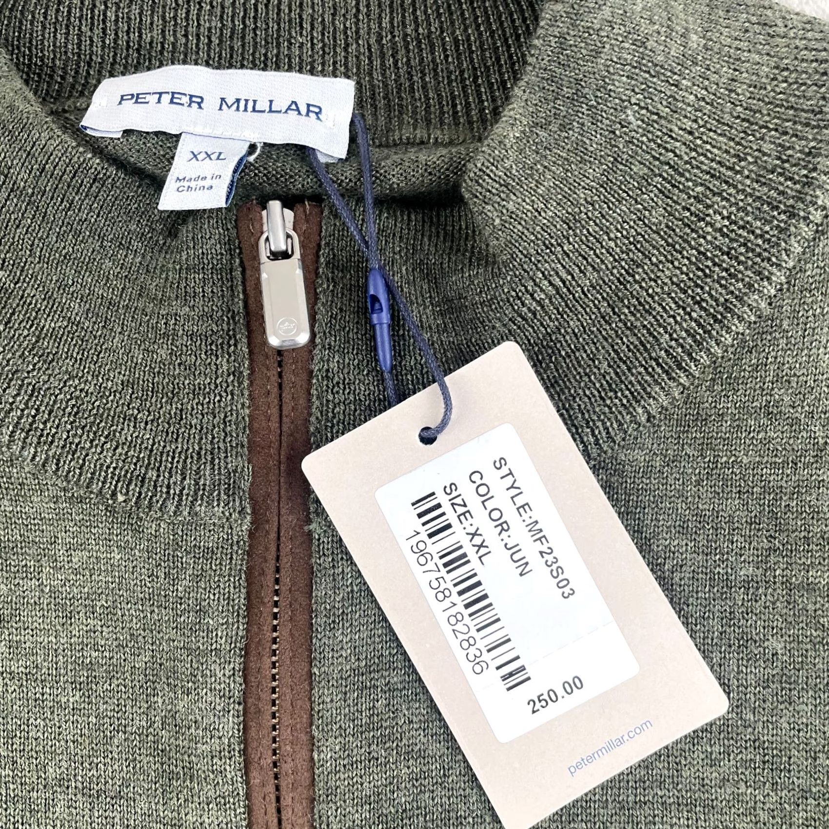Peter Millar Peter Millar Crown Autumn Crest Suede Trim Quarter-Zip Men 2XL Green NWT 250 Size US XXL / EU 58 / 5 - 2 Thumbnail