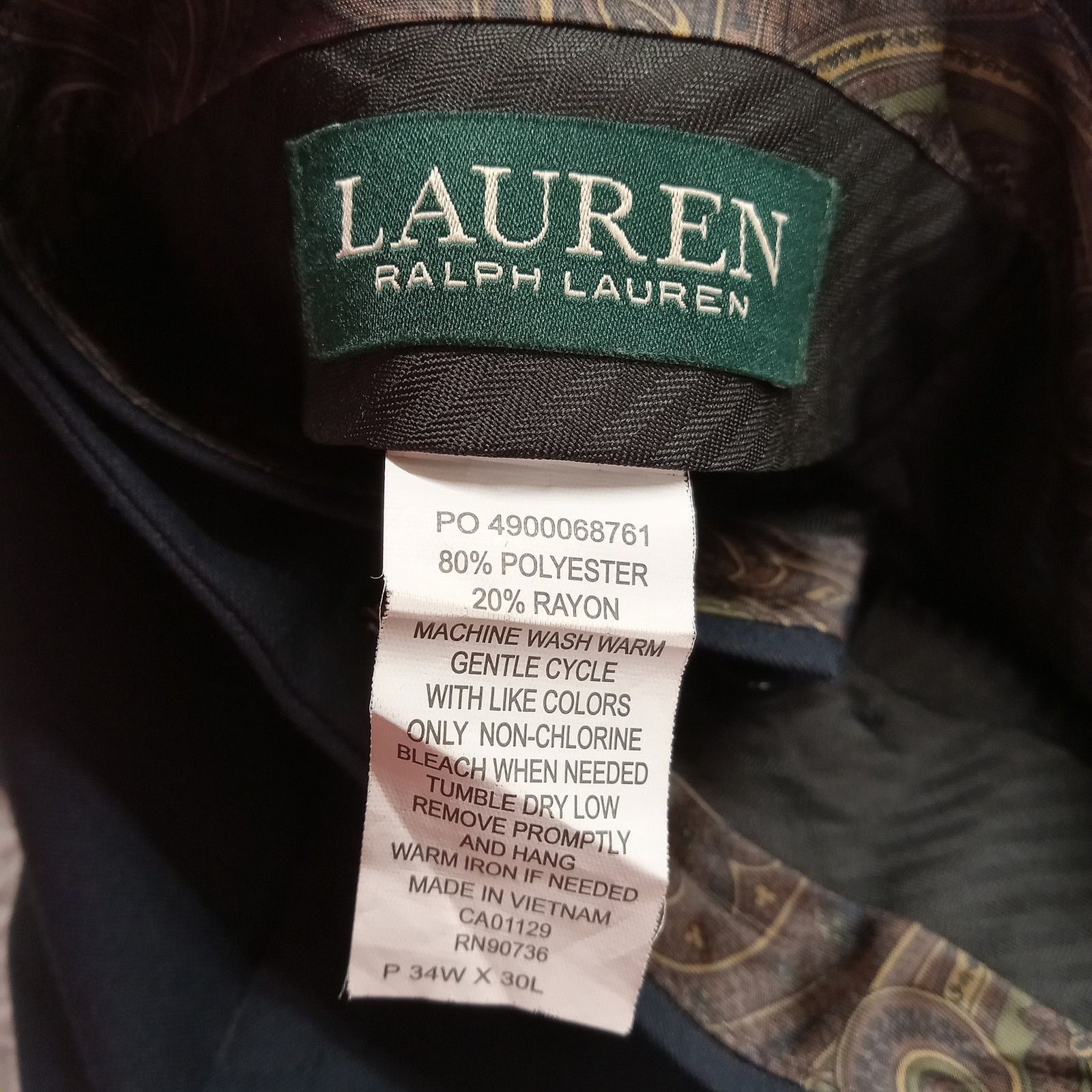 Lauren Ralph Lauren Lauren Ralph Lauren Dress Pants 34 X 30 Mens Navy Pleat Cuff Size US 34 / EU 50 - 6 Thumbnail