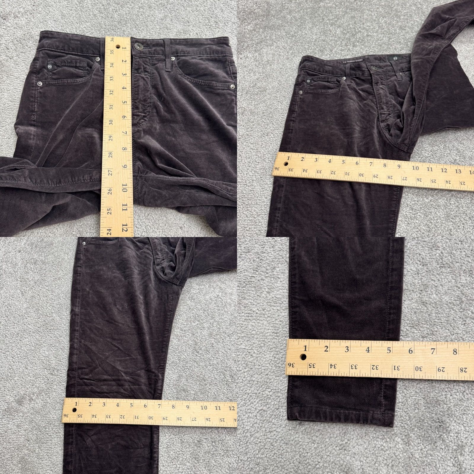 Vintage AG Adriano Goldschmied Farrah Skinny Velveteen Pants Womens 26R Brown High Rise Slim Jeans Pant Shoes? Size 26" / US 2 / IT 38 - 9 Thumbnail
