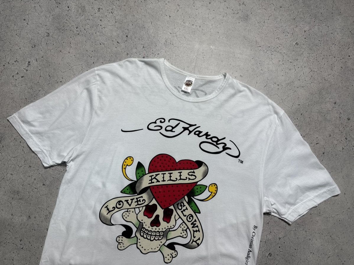 Ed Hardy Ed Hardy By Christian Audigier Vintage White T-Shirt Size US L / EU 52-54 / 3 - 5 Thumbnail