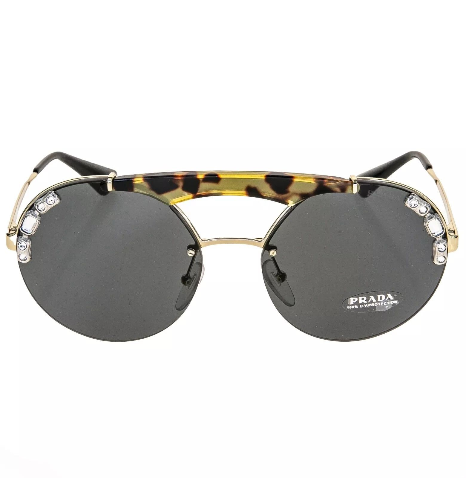 Prada PRADA ORNATE JEWEL Stud Sunglasses 52U Silver Black PR52US Size ONE SIZE - 5 Thumbnail