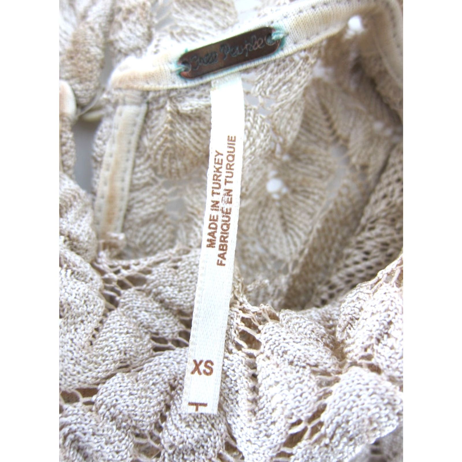 Free People VINTAGE Free People Dress XS Ivory Lace Stretch Mock Neck Long Sleeve Smock Dress, Knee Length, Bohemian, Women, XS Size XS / US 0-2 / IT 36-38 - 3 Thumbnail