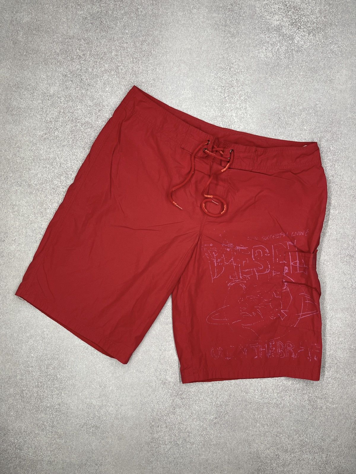 Diesel Mens Diesel Swimwear Shorts Red Big Logo Size L Size US 34 / EU 50 - 1 Thumbnail