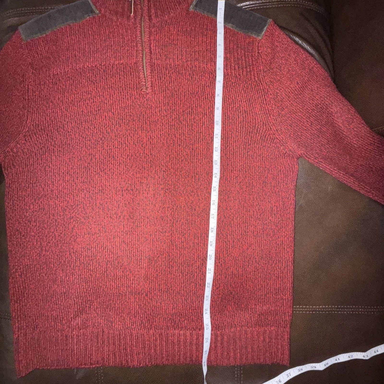 NEXT Next Men’s Birdseye Sweater Red W/Corduroy Trim Size XL Size US XL / EU 56 / 4 - 8 Thumbnail