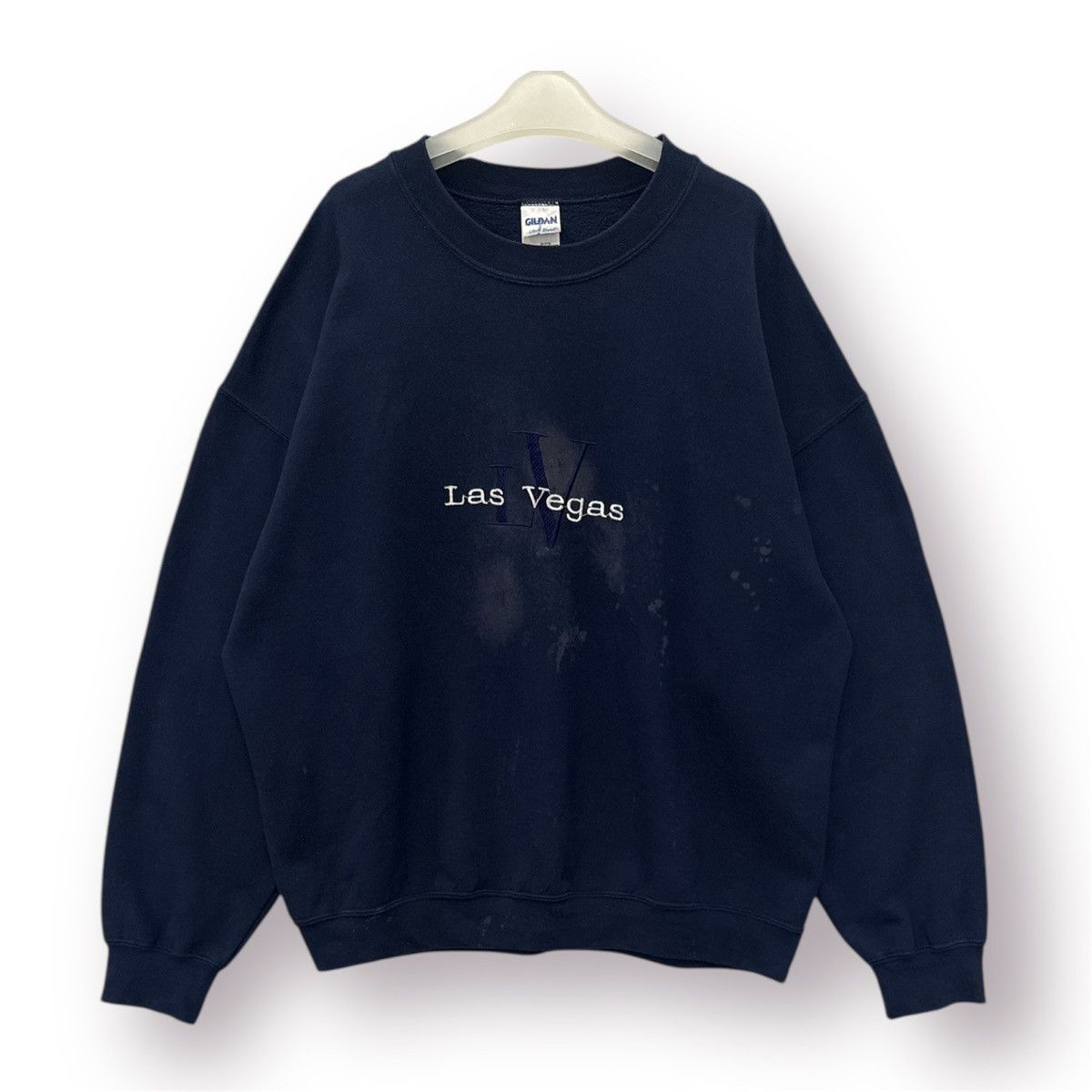 Gildan 🔥 Vtg Y2K LV Las Vegas Embroided Logo Distressed Sweatshirt Size US XL / EU 56 / 4 - 1 Thumbnail