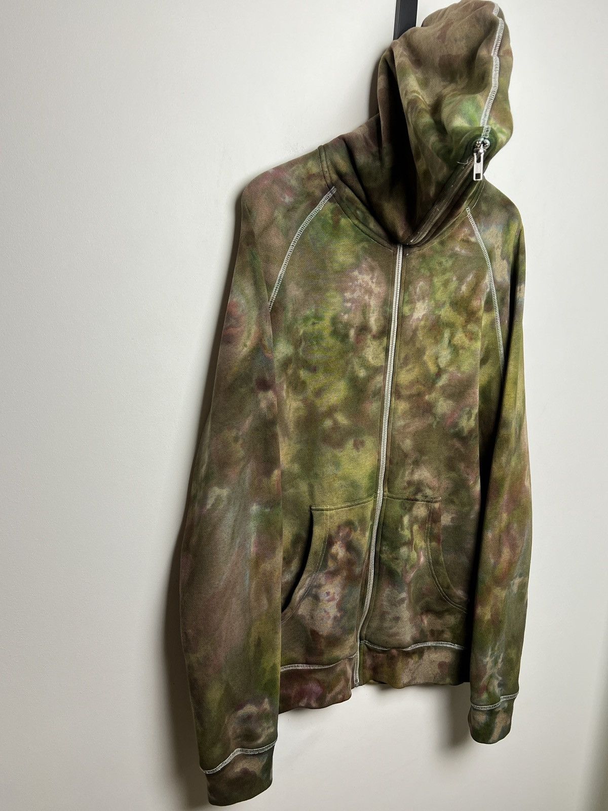 acne y2k full zip gimp camo tie dye solid hoodie