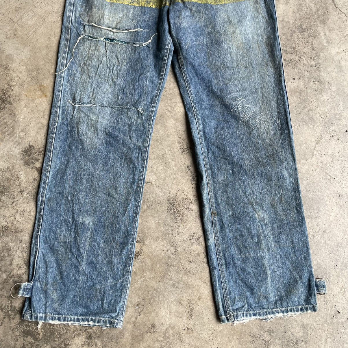Japanese Brand × Vintage 🔥🇯🇵Vintage Stoned Washed Ripped Distress Bush Pants Jeans Size US 32 / EU 48 - 3 Thumbnail
