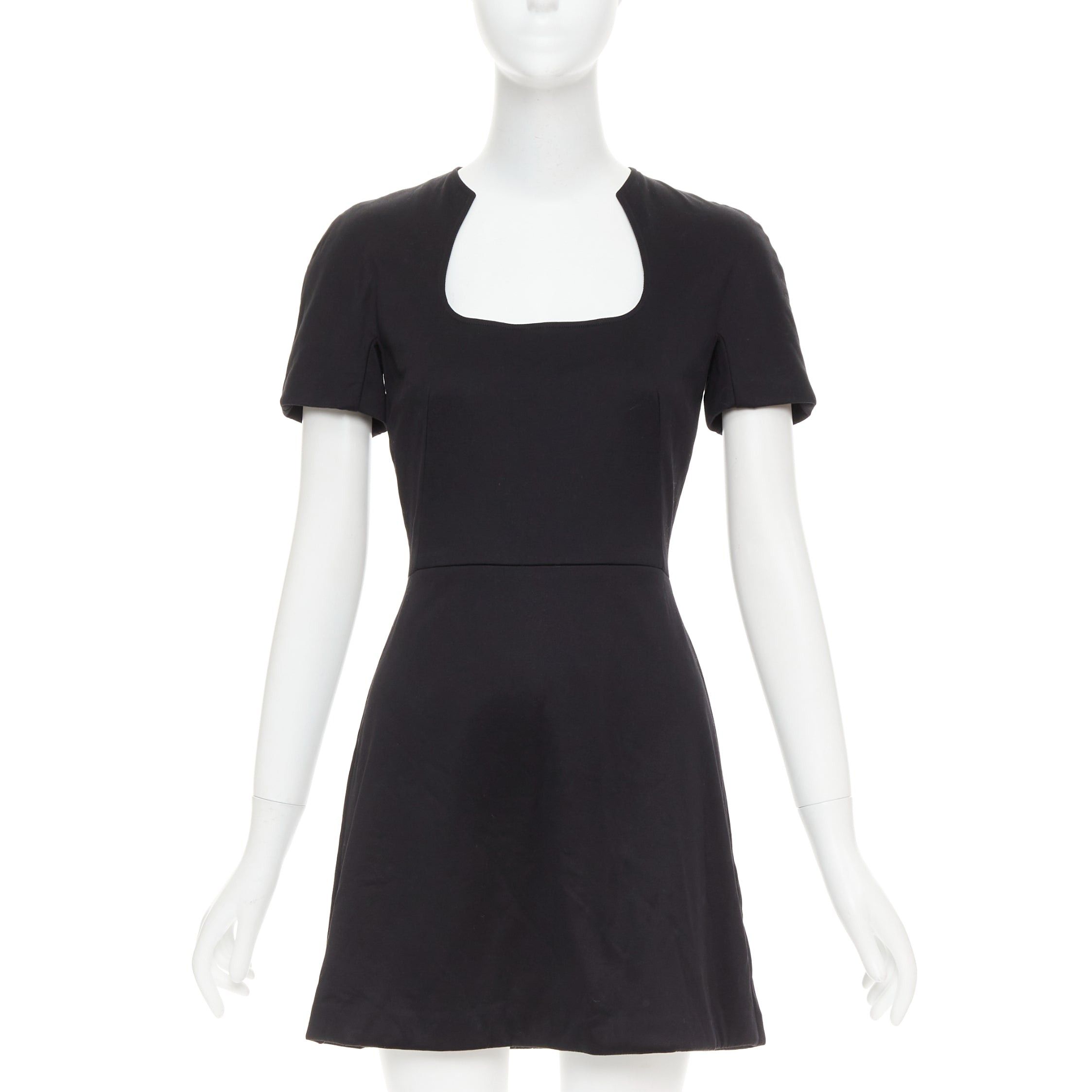 Alexander McQueen ALEXANDER MCQUEEN 2013 black cotton scoop neck short sleeve mini dress IT40 S Size S / US 4 / IT 40 - 1 Thumbnail