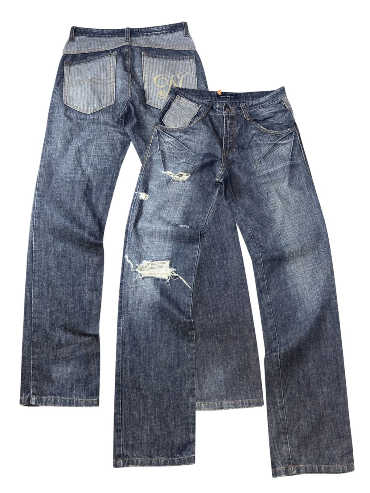 Fashion Victim Archive Japanese Denim Thinun Distressed Grunge Y2K Jeans Size US 30 / EU 46 - 1 Thumbnail