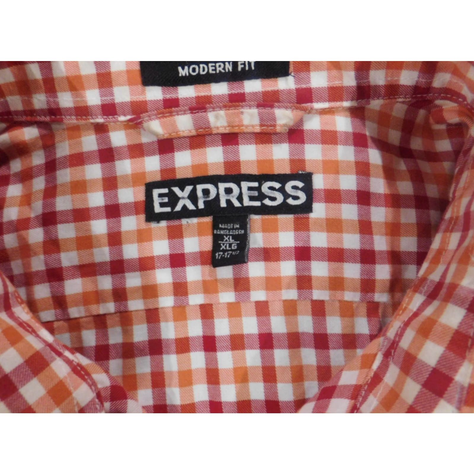 Express Express Mens Shirt XL red plaid button up charted knit cotton long sleeve button-down collar Mens Womens? Size US XL / EU 56 / 4 - 7 Thumbnail