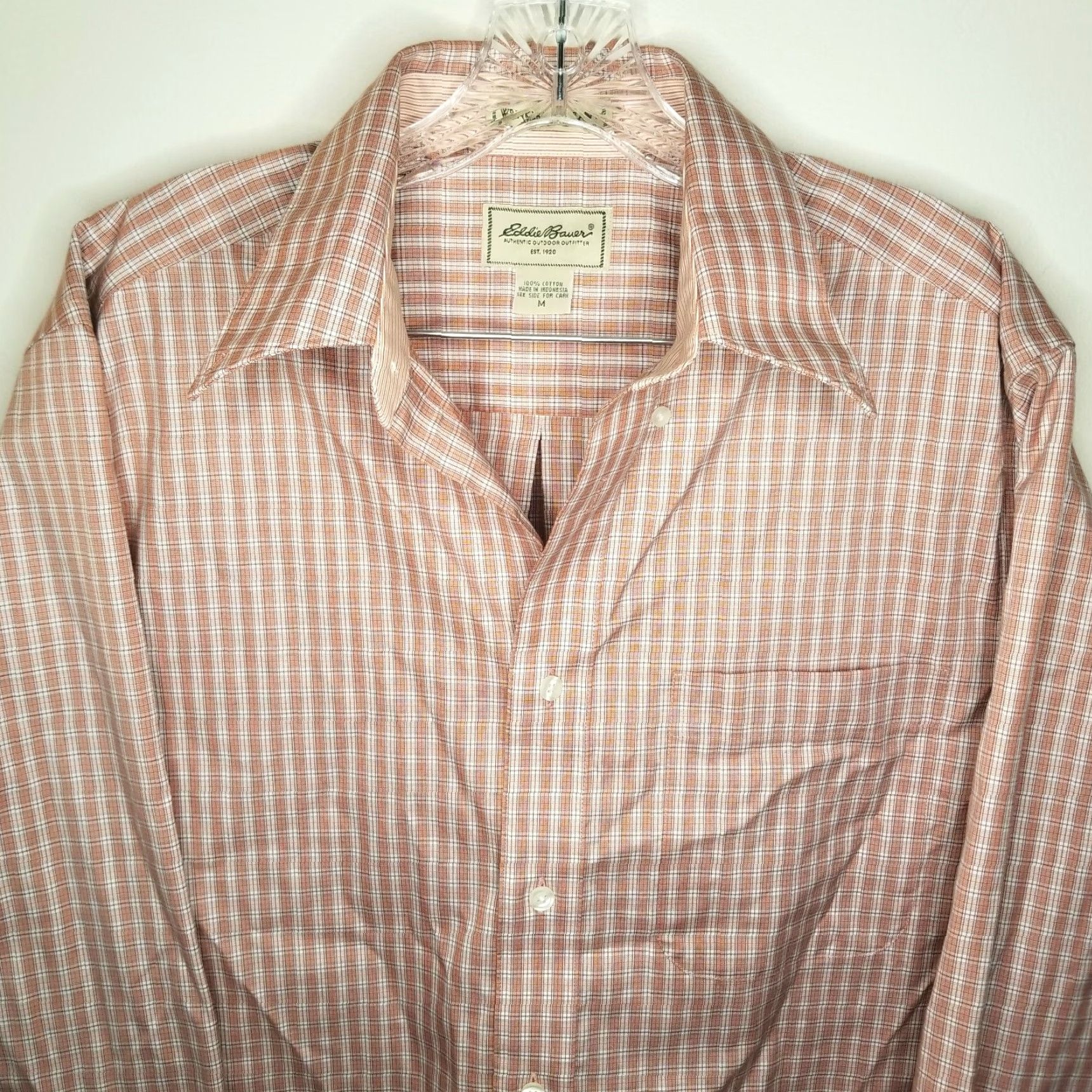 Eddie Bauer Eddie Bauer Mens Orange Pink Long Sleeve Button-Up Size M Mens Comfort Fit Shirt Size US M / EU 48-50 / 2 - 2 Thumbnail