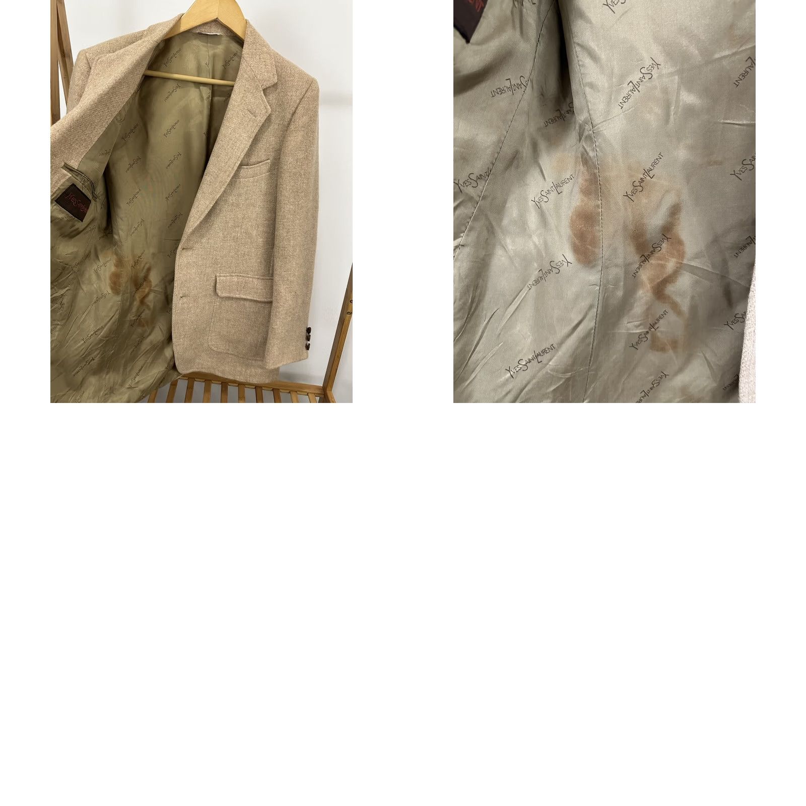 Yves Saint Laurent VTG Yves Saint Laurent YSL Wool Tan Blazer Sport Coat Jacket 38 USA Mens Blazer Size 38R - 8 Thumbnail