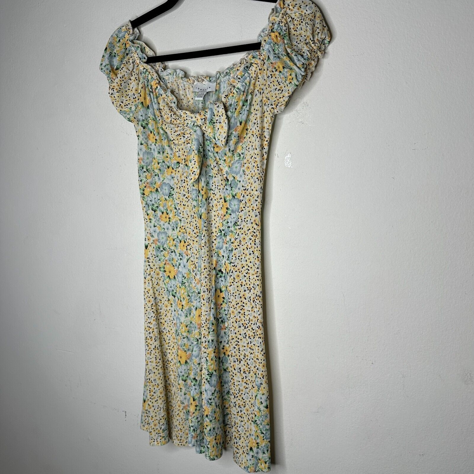Topshop Topshop Yellow Multi Color Ditsy Floral Off Shoulder Mini 4 Size S / US 4 / IT 40 - 3 Thumbnail