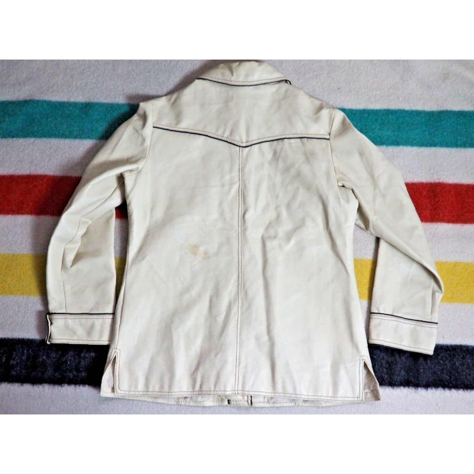 Vintage VTG 70s Golden Rose Beige Western Vinyl Snap Hippy Jacket Coat Womens L Shirt Size L / US 10 / IT 46 - 2 Thumbnail