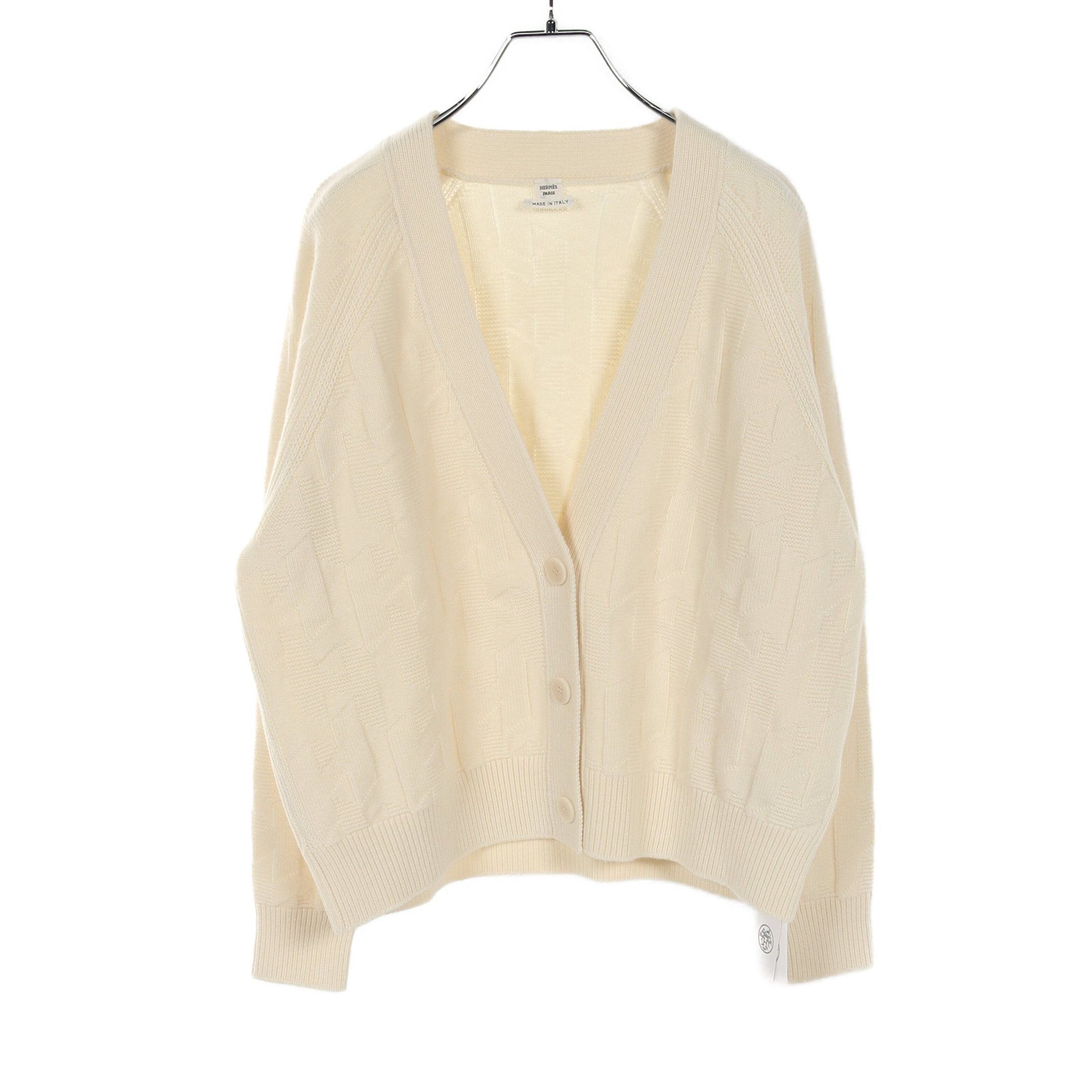 Hermes Hermes H Embossing Cardigan Wool Off White Size ONE SIZE - 1 Thumbnail