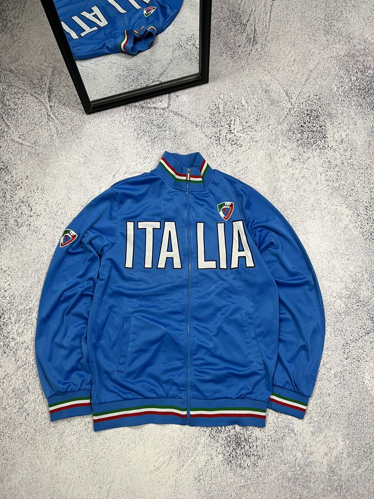 Vintage Italia Big Logo Hype Track Jacket Rare Italy Drill Blockcore Size US L / EU 52-54 / 3 - 1 Thumbnail