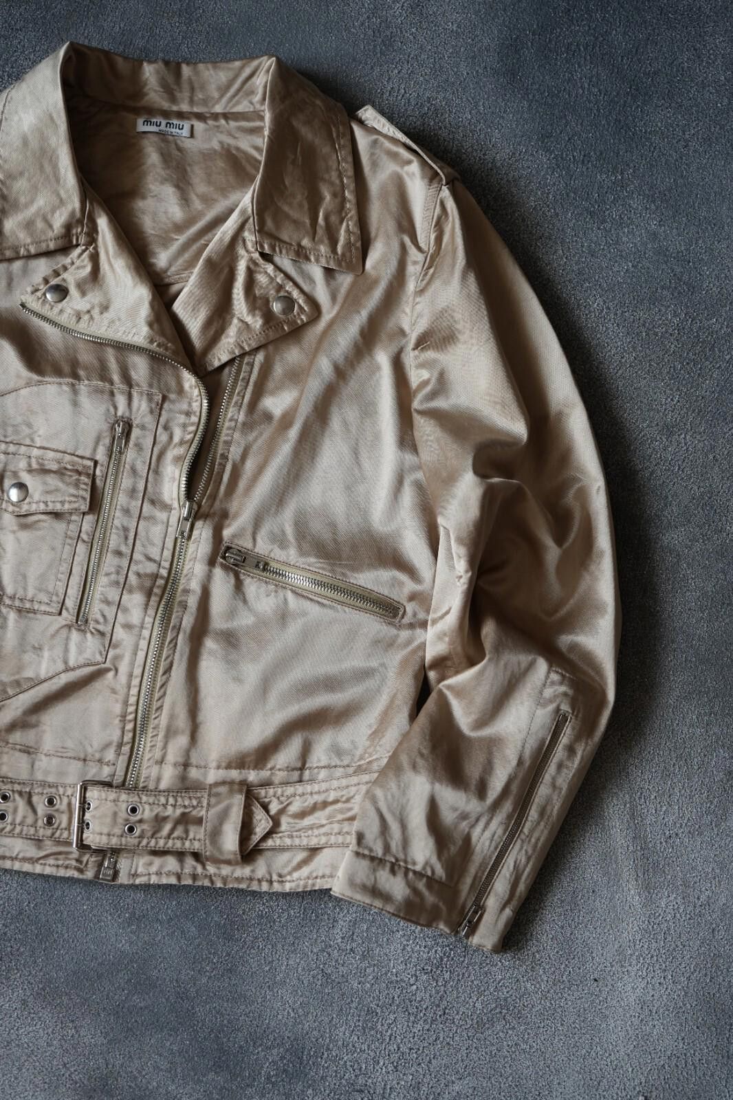 Miu Miu 2000`s Miu Miu Light Biker Jacket Beige Vintage Women Size M Size M / US 6-8 / IT 42-44 - 7 Thumbnail