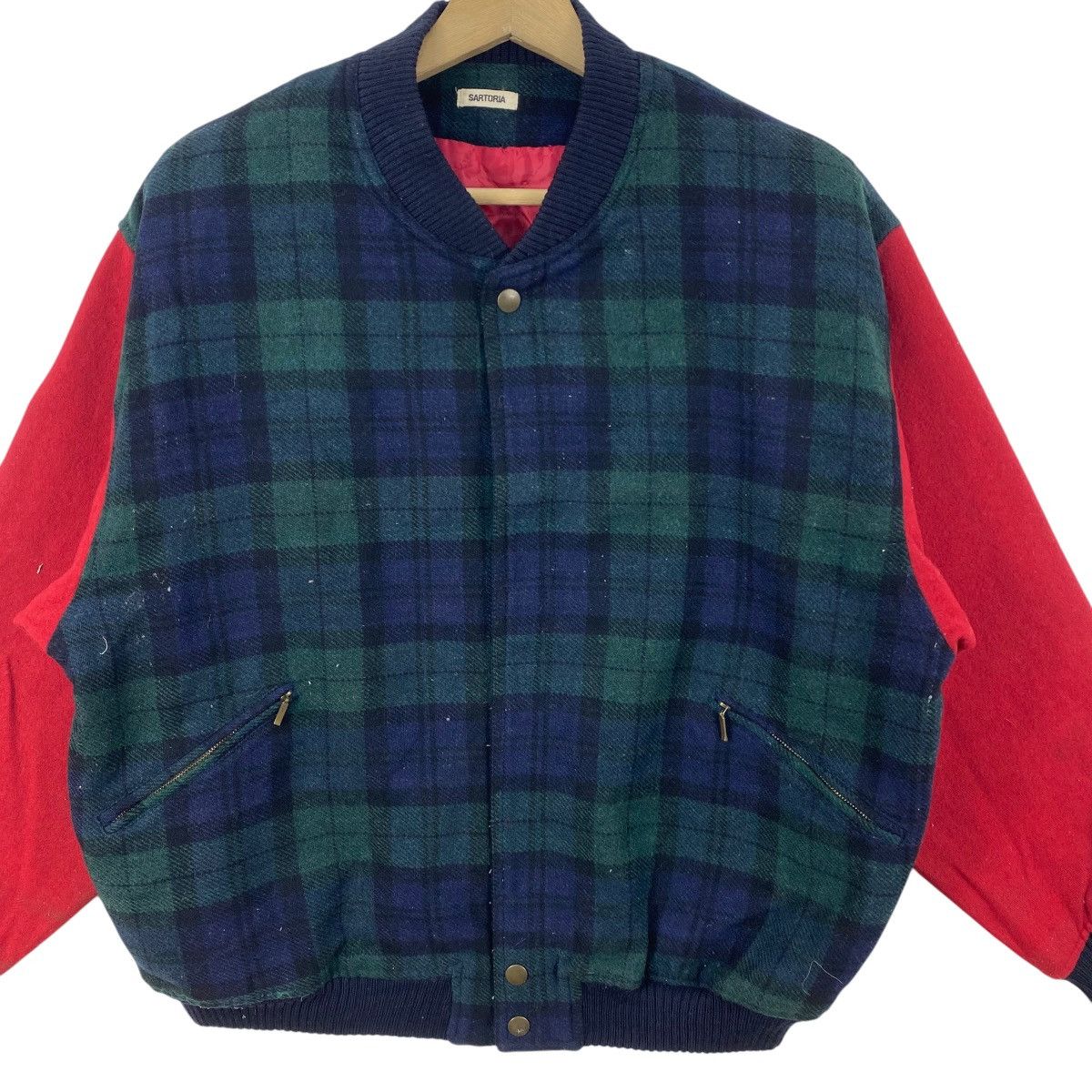 Vintage Vintage SARTORIA Plaid Bomber Jacket Sleeve Varsity Style Size US XL / EU 56 / 4 - 5 Thumbnail