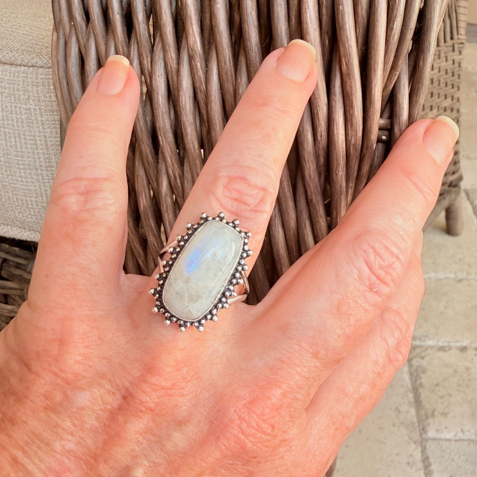 The Unbranded Brand Rainbow Moonstone 925 Silver Overlay Ring Size 9 Size ONE SIZE - 7 Thumbnail