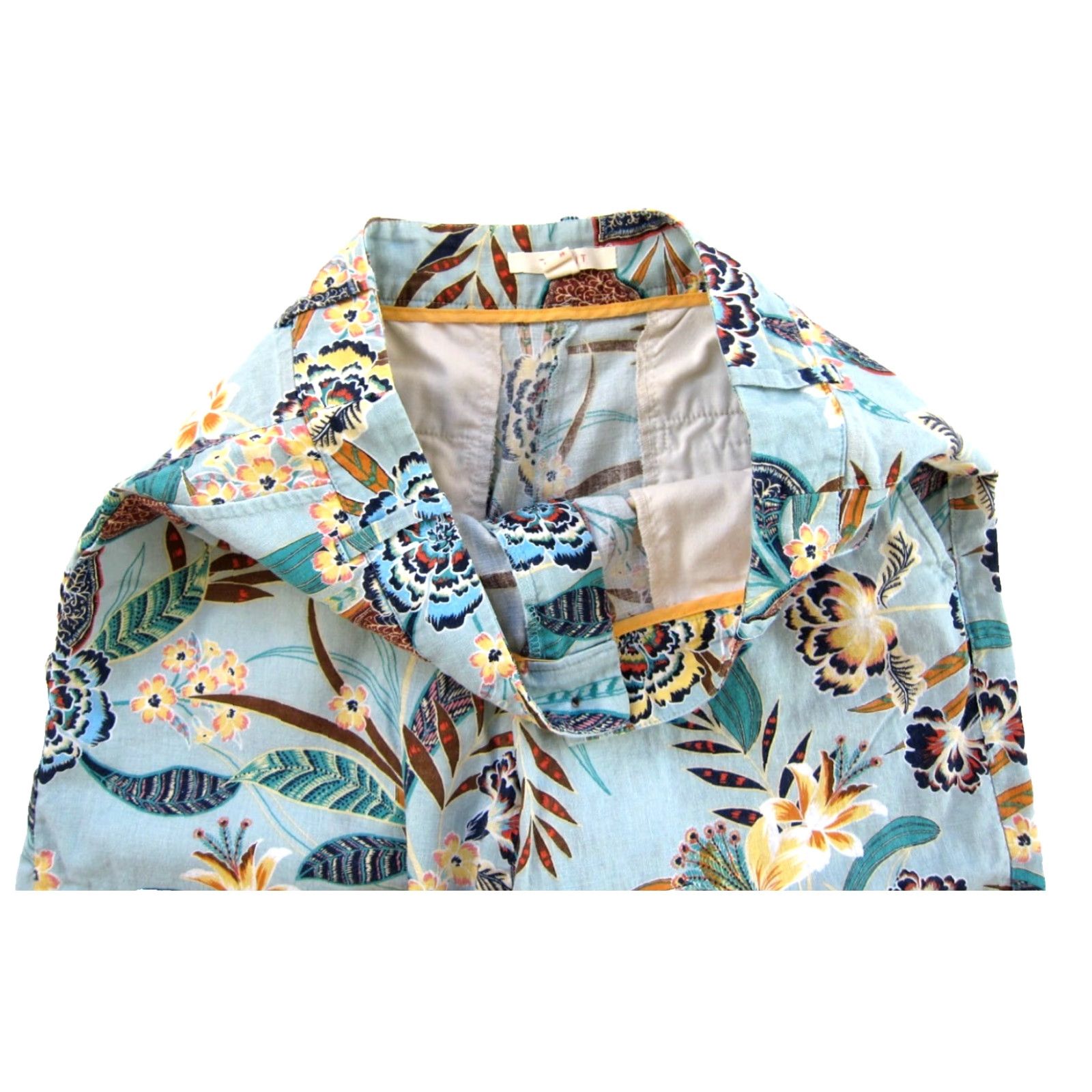 Esprit Esprit Pants Women Wide Leg Cropped Floral Linen Cotton Blue Yellow Brown Size 6 Size 28" / US 6 / IT 42 - 4 Thumbnail
