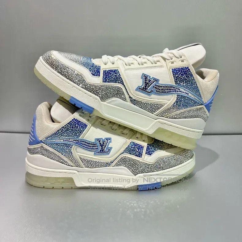 Louis Vuitton Louis Vuitton Trainer White and Blue Gradient Full Drill P Size US 8.5 / EU 41-42 - 3 Thumbnail
