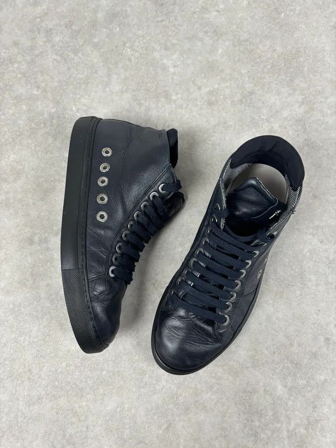 Vintage Cesare Paciotti Navy Eyelet Leather High Sneakers Size US 7 / EU 40 - 9 Thumbnail